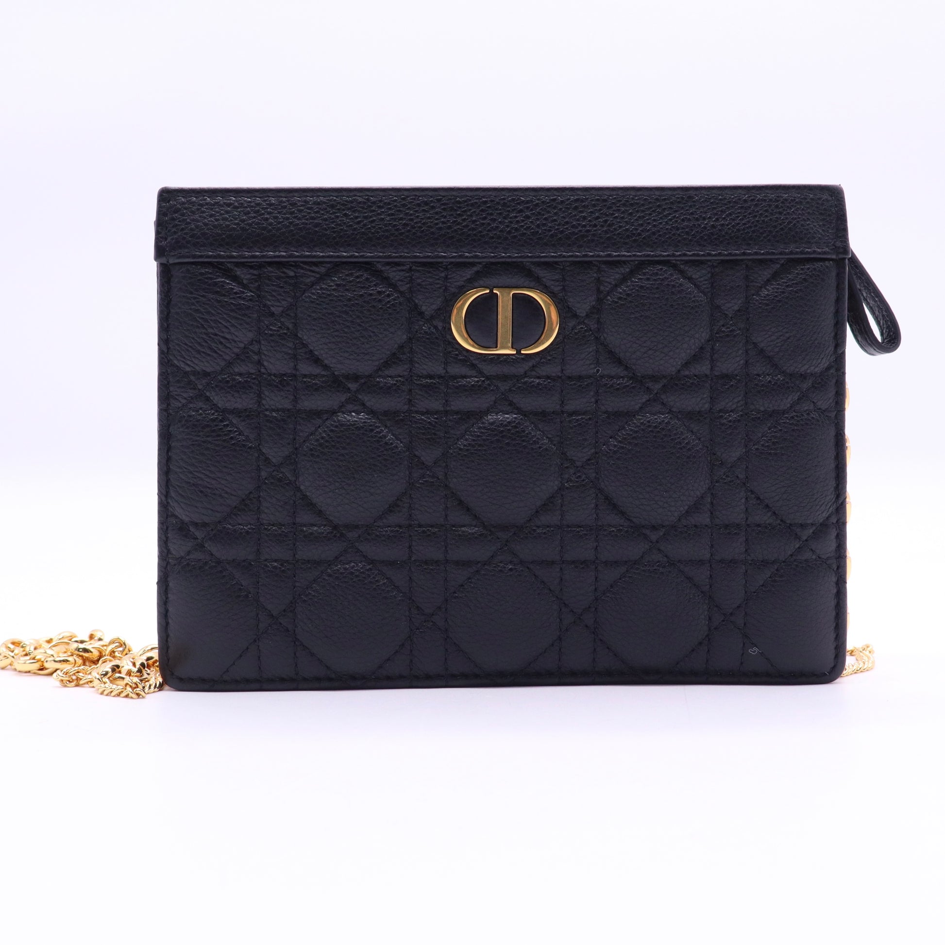 Caro Zipped Pouch With Chain Cannage Quilt Leather TWINS LDJ3581
