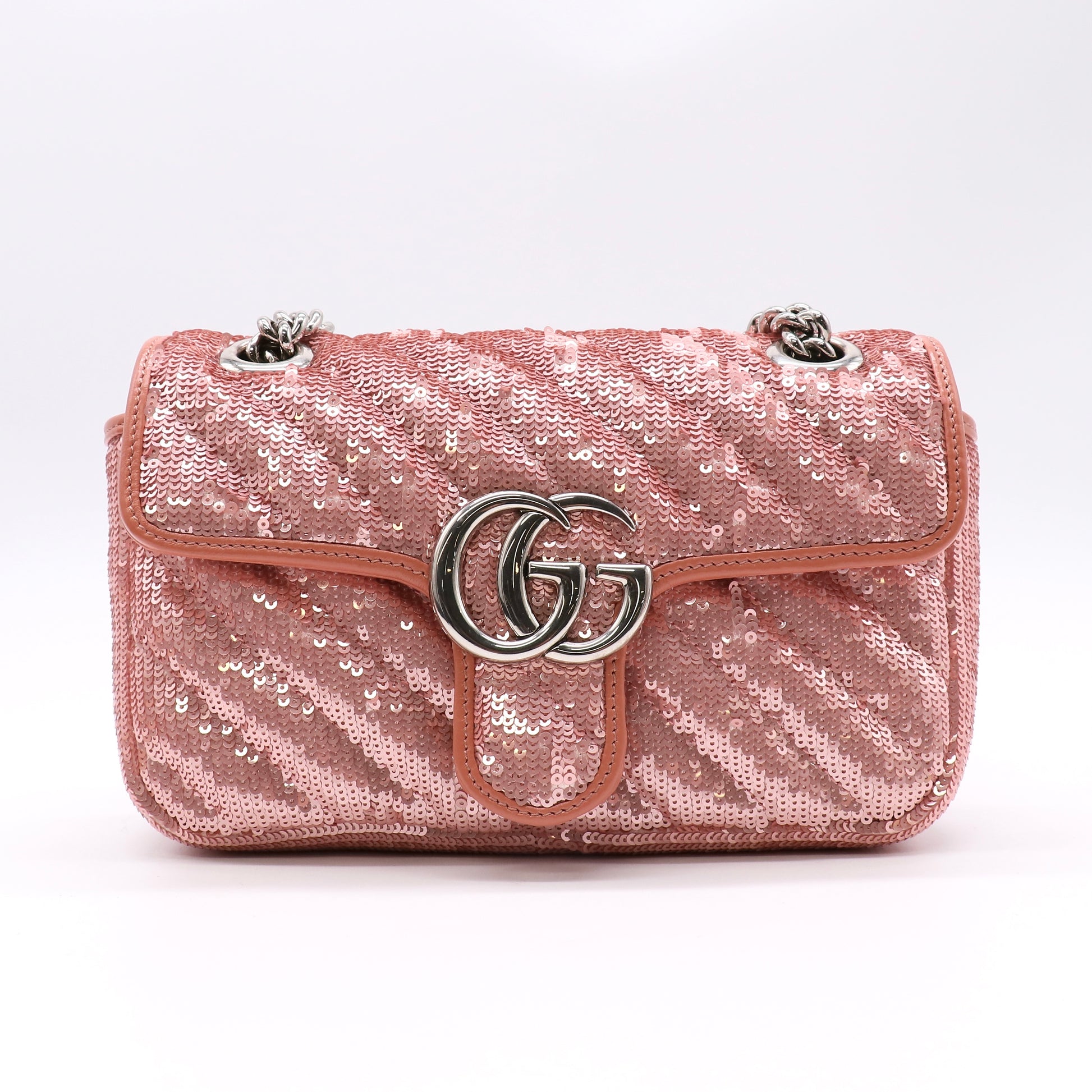 Gucci  Pink Sequin Marmont Small Flap Bag twins LDZ372