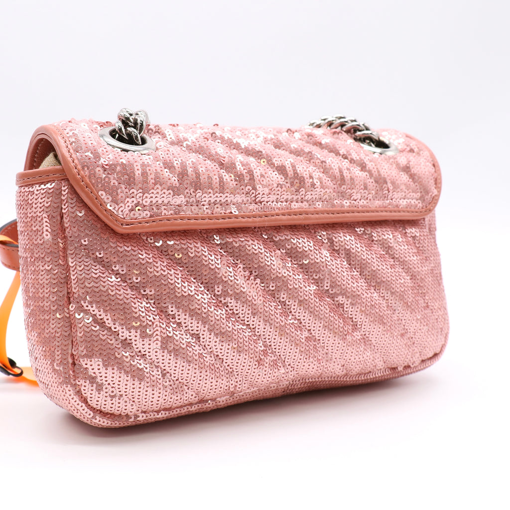 Gucci  Pink Sequin Marmont Small Flap Bag twins LDZ372