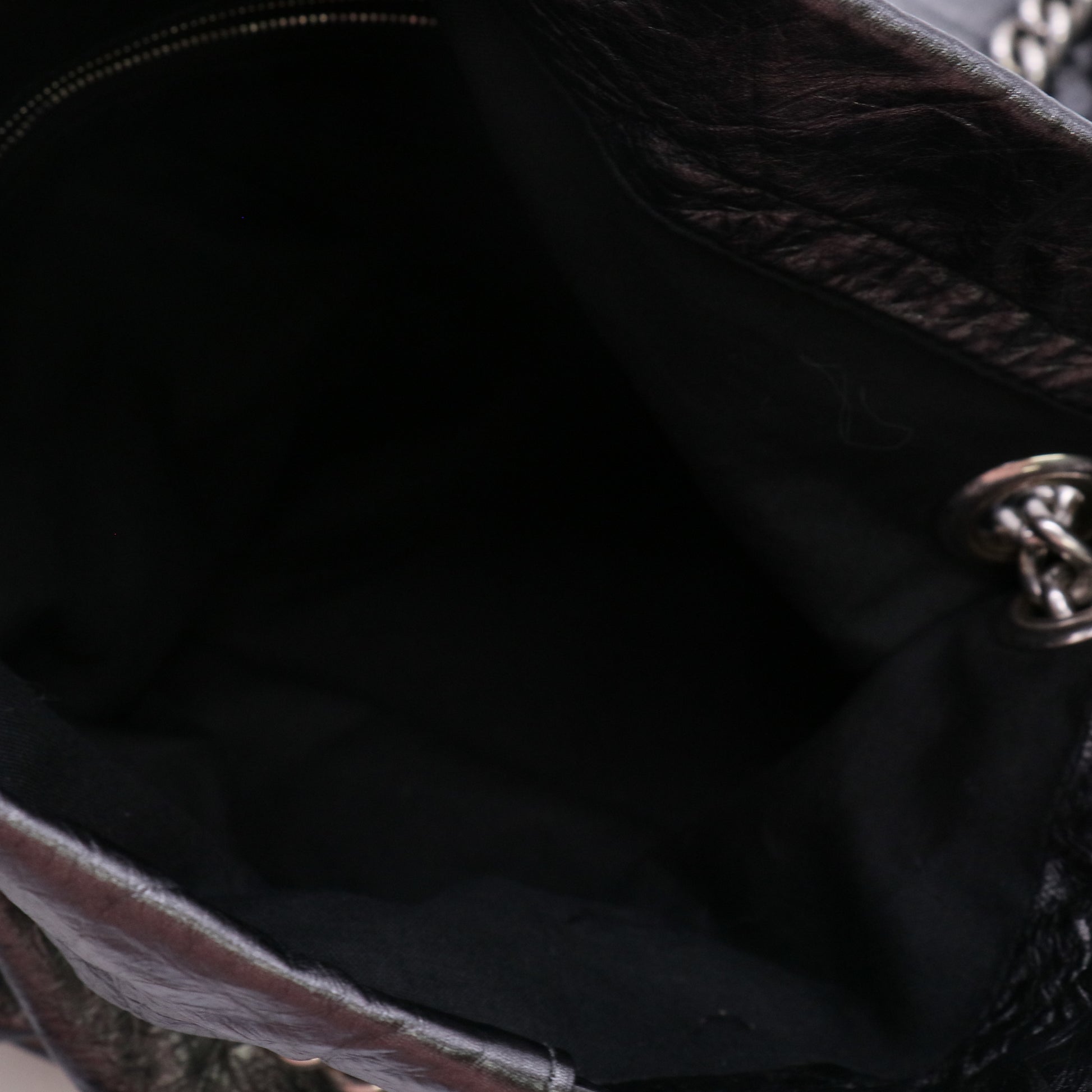 Balenciaga Metallic Silver Crinkled Leather Drawstring Bag twins LDJ5524