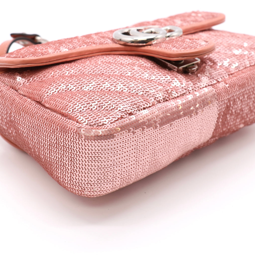 Gucci  Pink Sequin Marmont Small Flap Bag twins LDZ372