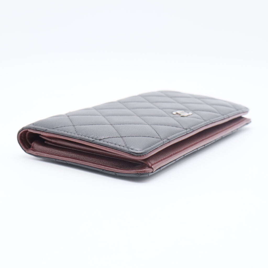Lambskin Quilted Yen Wallet Black