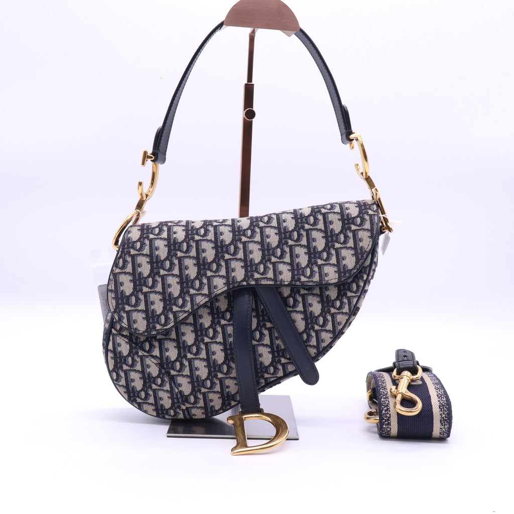 Christian Dior Blue Oblique Canvas Dior Saddle Bag twins LDJ3572