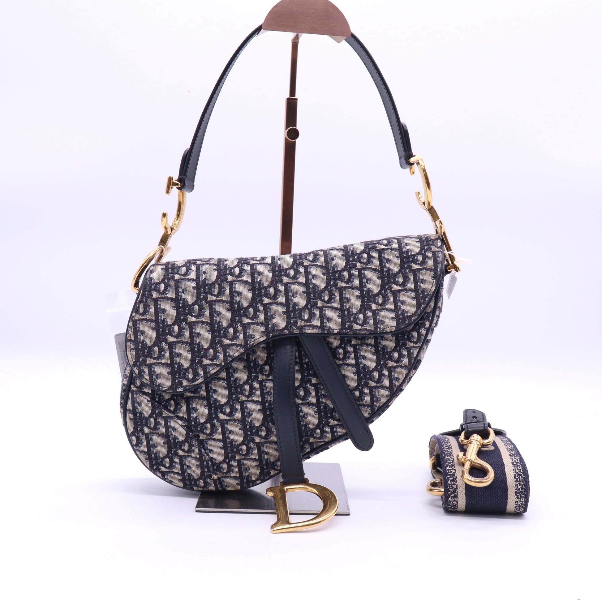 Christian Dior Blue Oblique Canvas Dior Saddle Bag twins LDJ3572