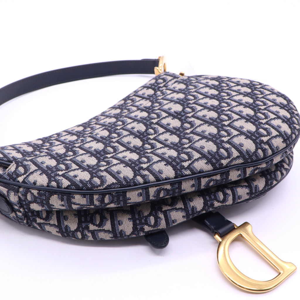 Christian Dior Blue Oblique Canvas Dior Saddle Bag twins LDJ3572