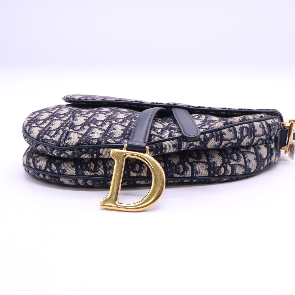 Christian Dior Blue Oblique Canvas Dior Saddle Bag twins LDJ3572