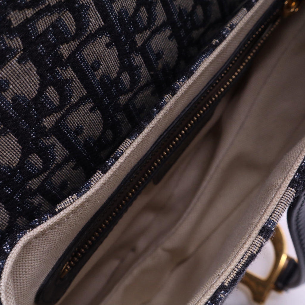 Christian Dior Blue Oblique Canvas Dior Saddle Bag twins LDJ3572