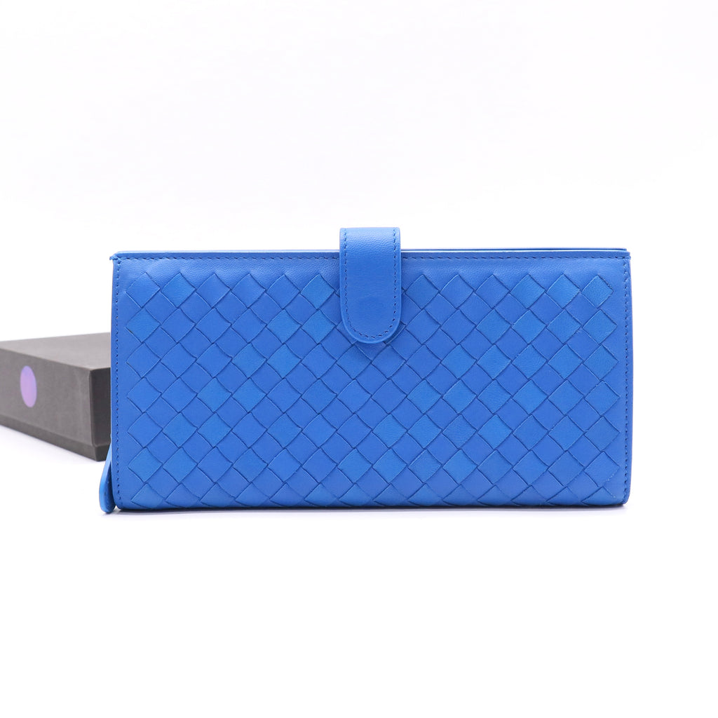 Bottega Veneta Nappa Intrecciato Continental Flap Wallet Bluette Twins W22554
