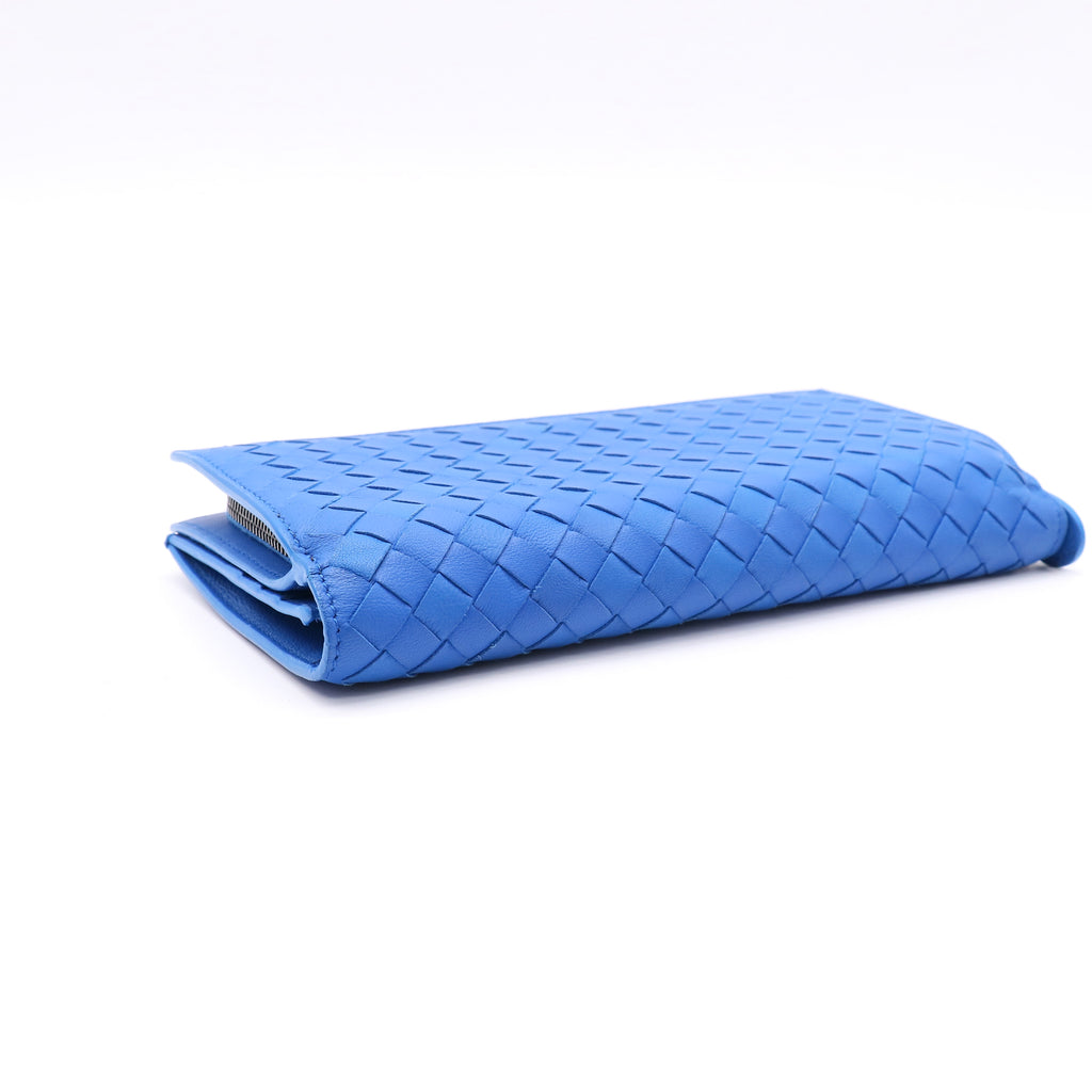 Bottega Veneta Nappa Intrecciato Continental Flap Wallet Bluette Twins W22554