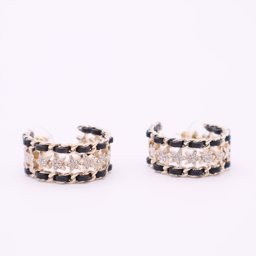 Strass & Leather CC Hoop Earrings Twins