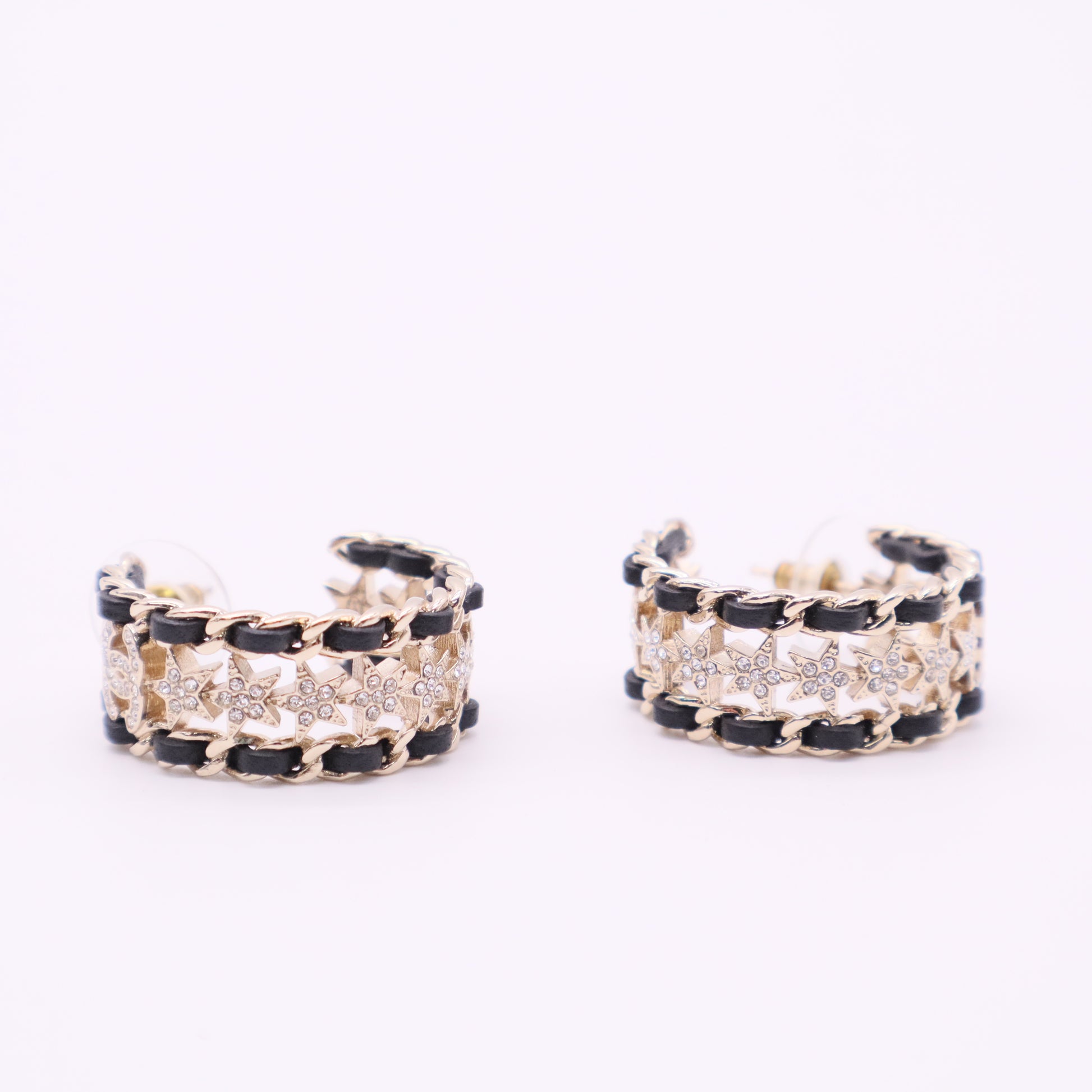 Strass & Leather CC Hoop Earrings Twins