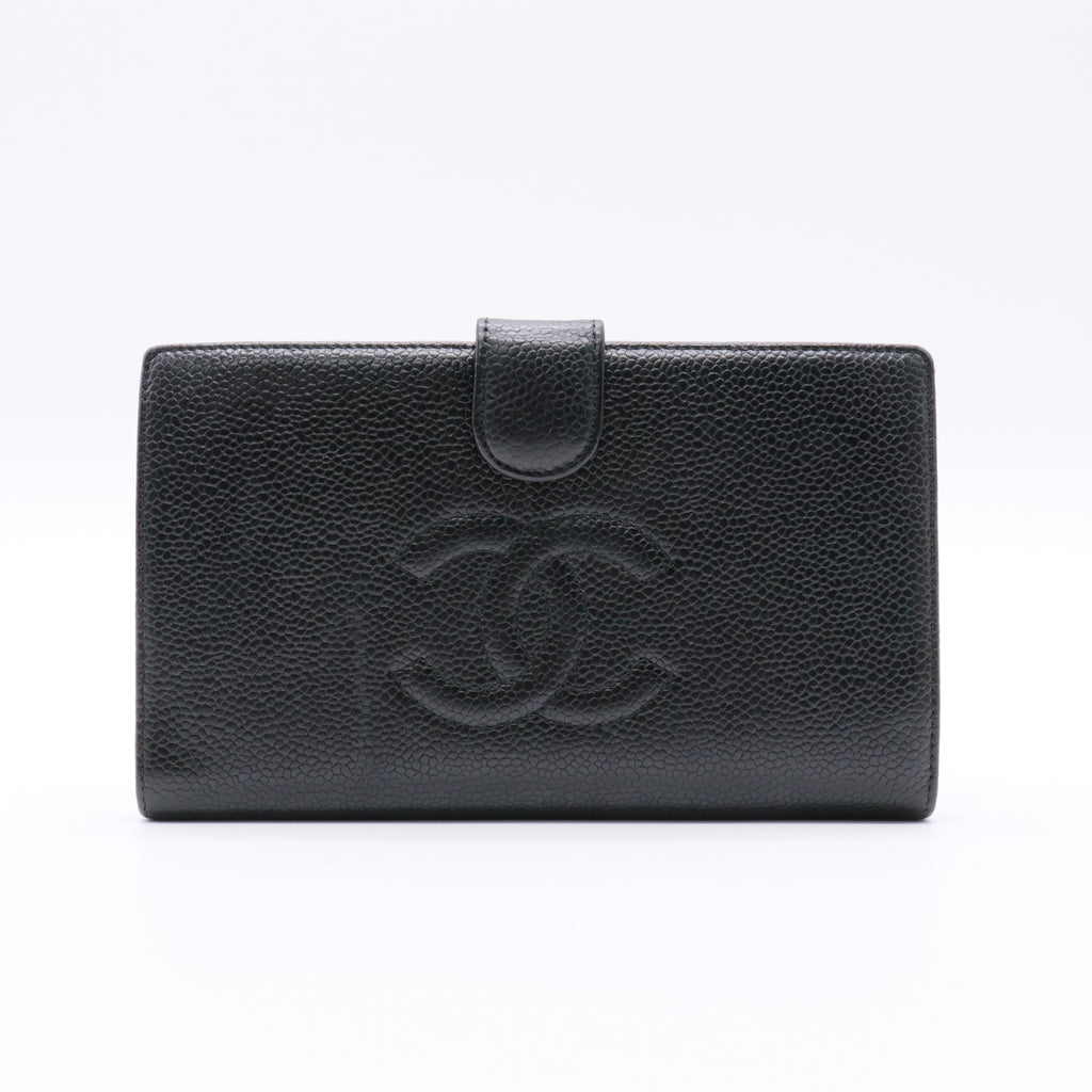 Caviar Timeless CC French Wallet Black twins