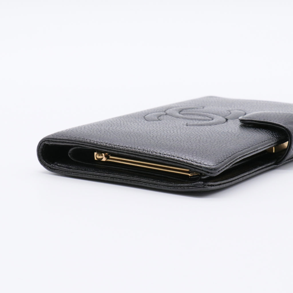 Caviar Timeless CC French Wallet Black twins