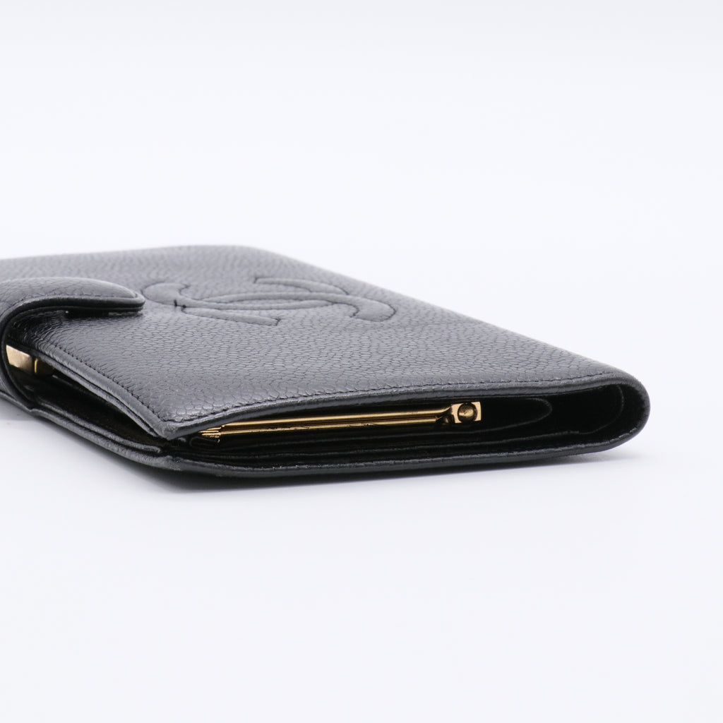 Caviar Timeless CC French Wallet Black twins