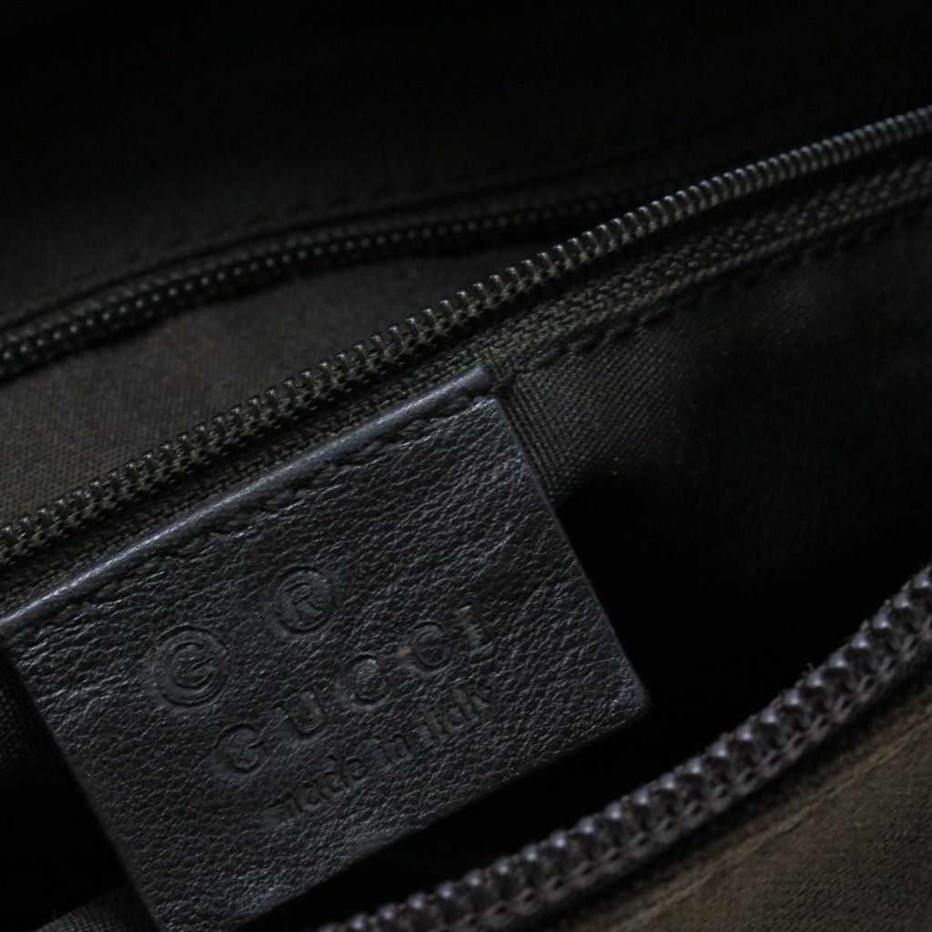 Guccissima Trim Canvas Hobo Dark Brown