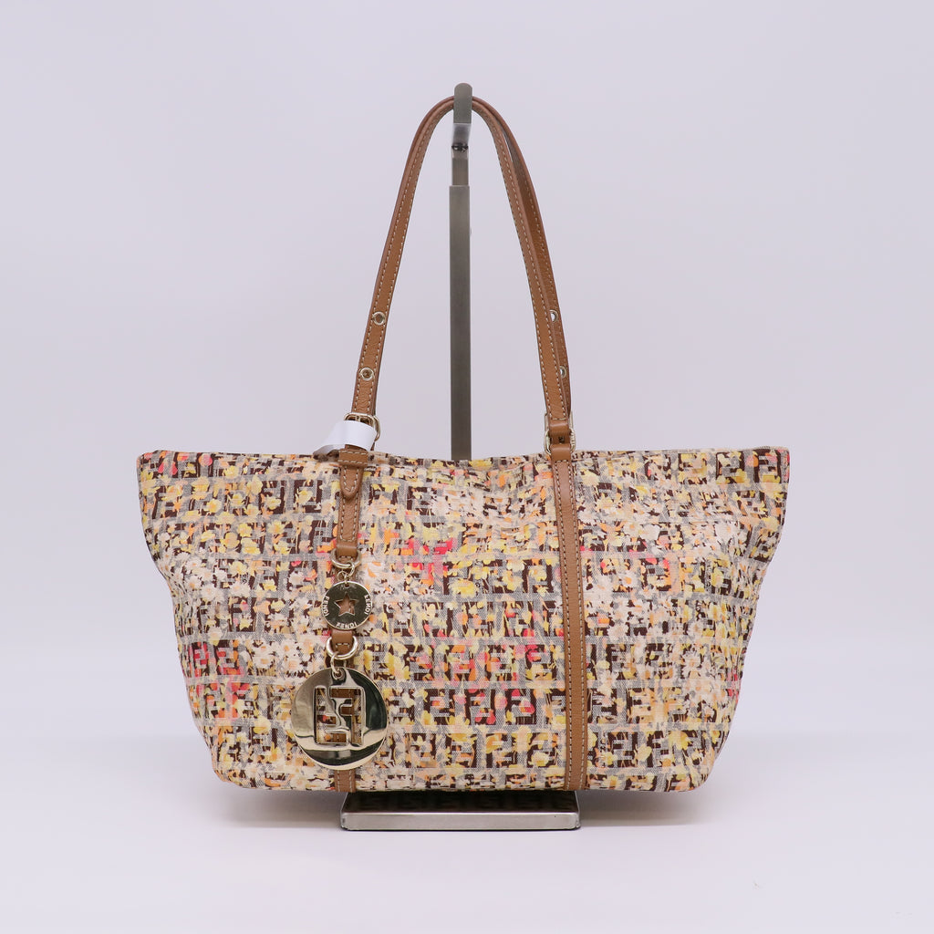 Multicolor Zucchino Floral Print Canvas Superstar Mini Shopping Tote Bag B23896