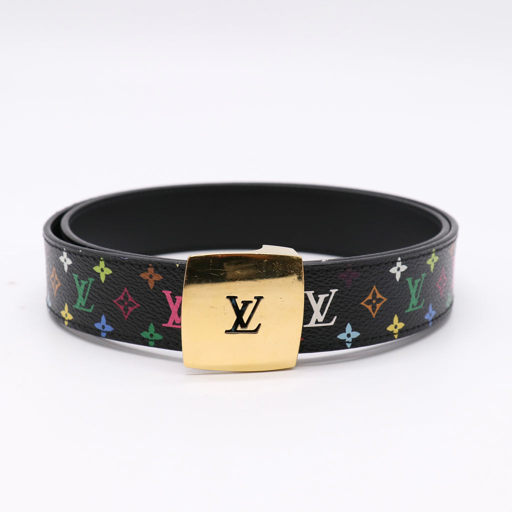 Louis Vuitton Monogram Multicolor LV Cut Reversible Belt 80 32 Black