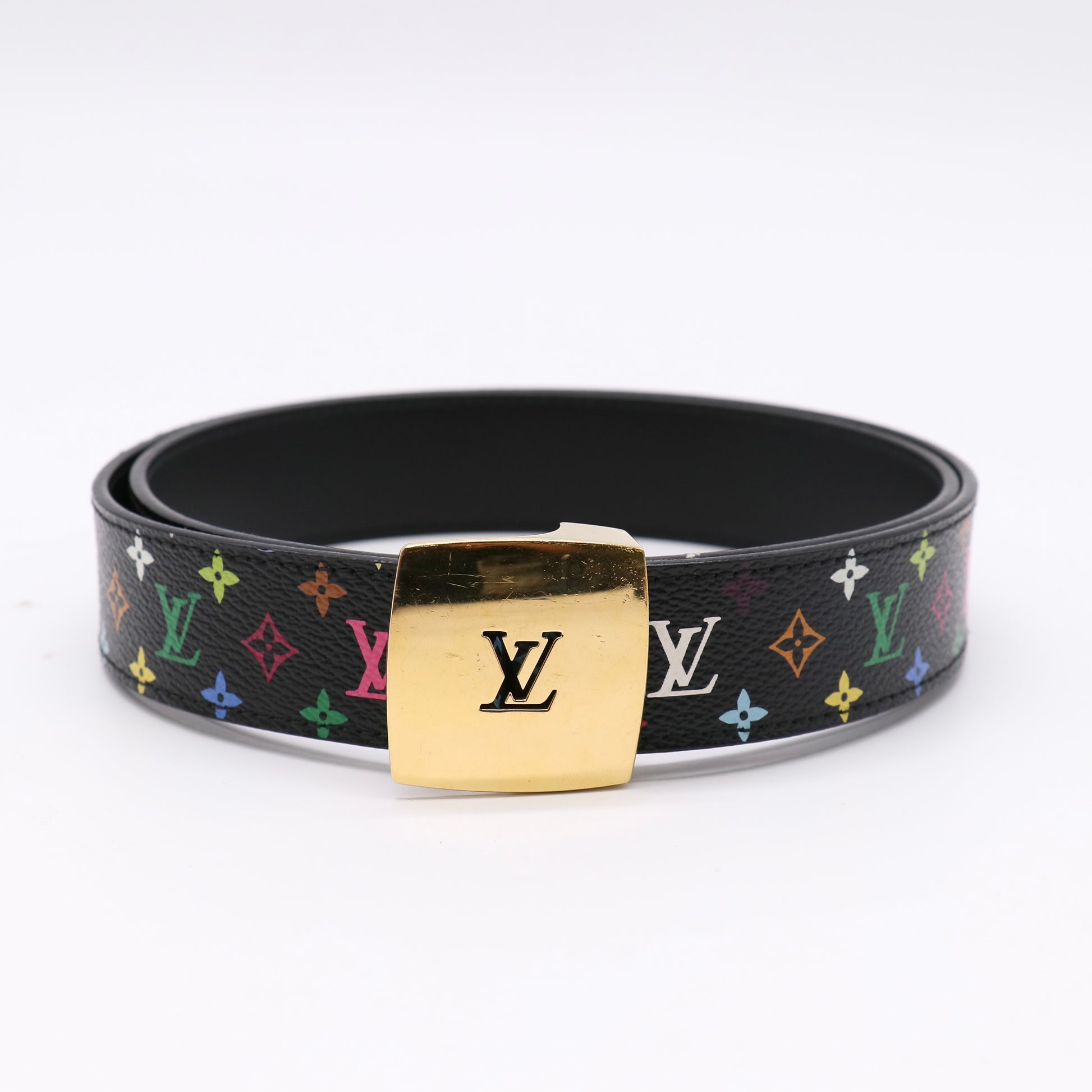 Louis Vuitton Monogram Multicolor LV Cut Reversible Belt 80 32 Black