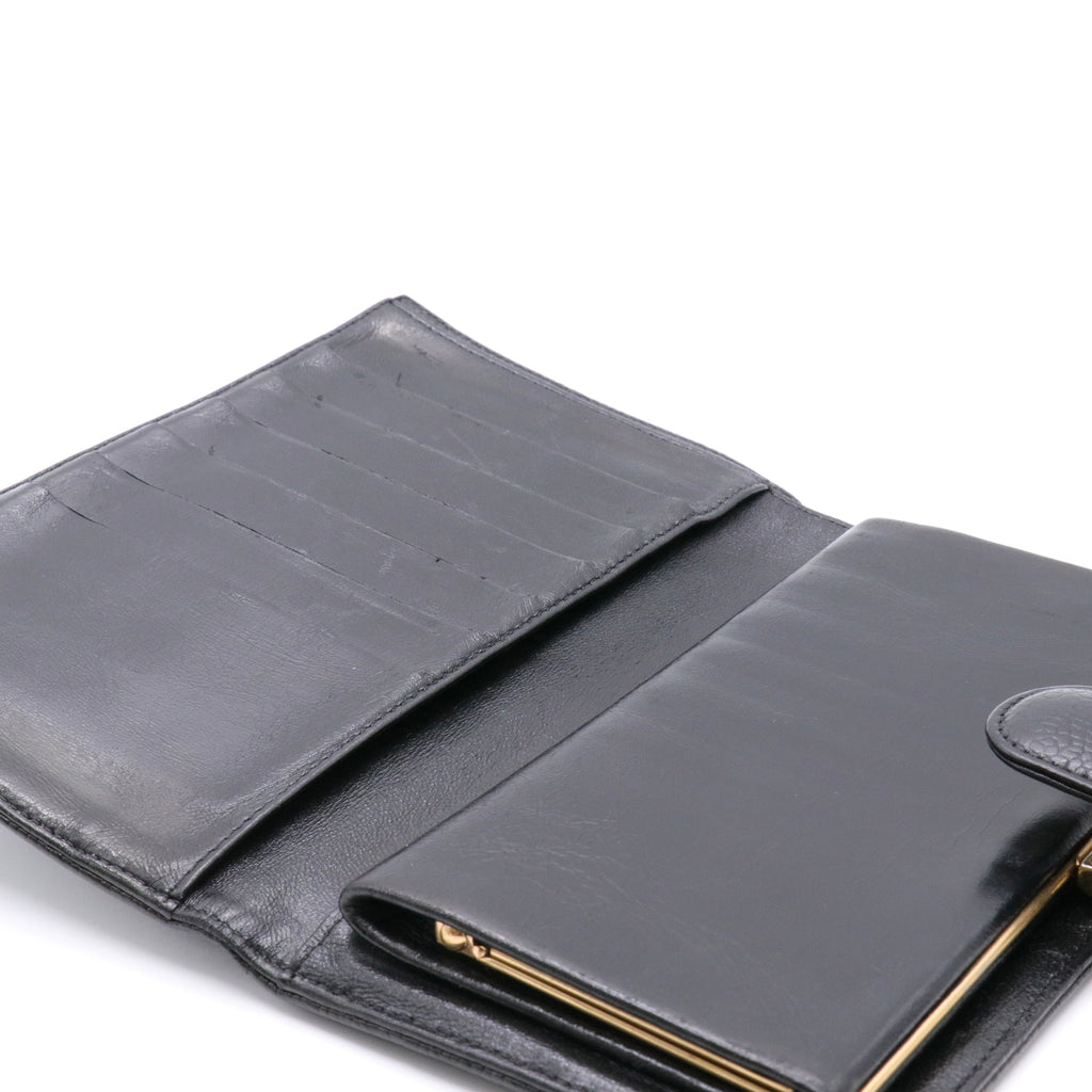 Caviar Timeless CC French Wallet Black twins