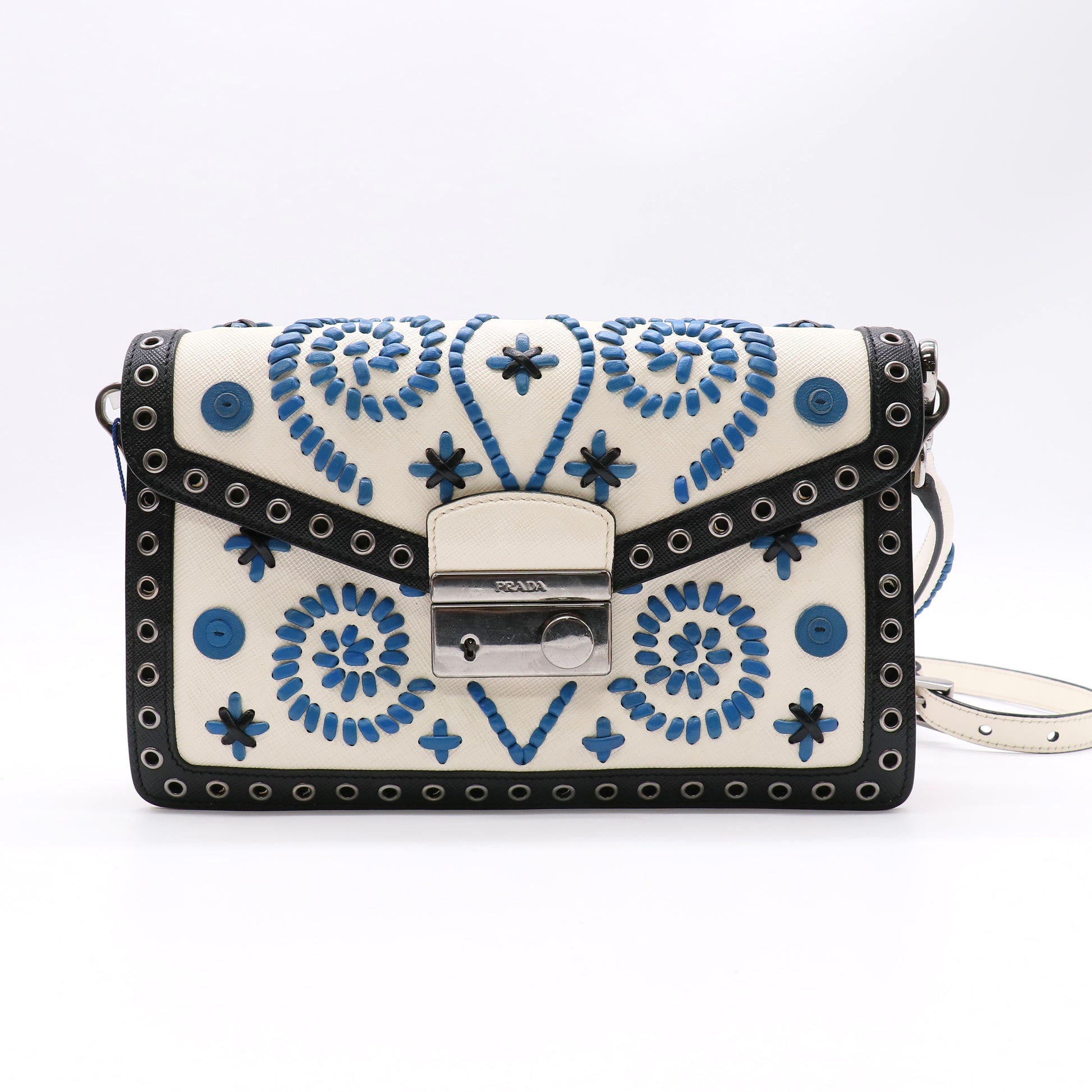 Prada Convertible Sound Bag Studded Saffiano Leather twins LDJ4963
