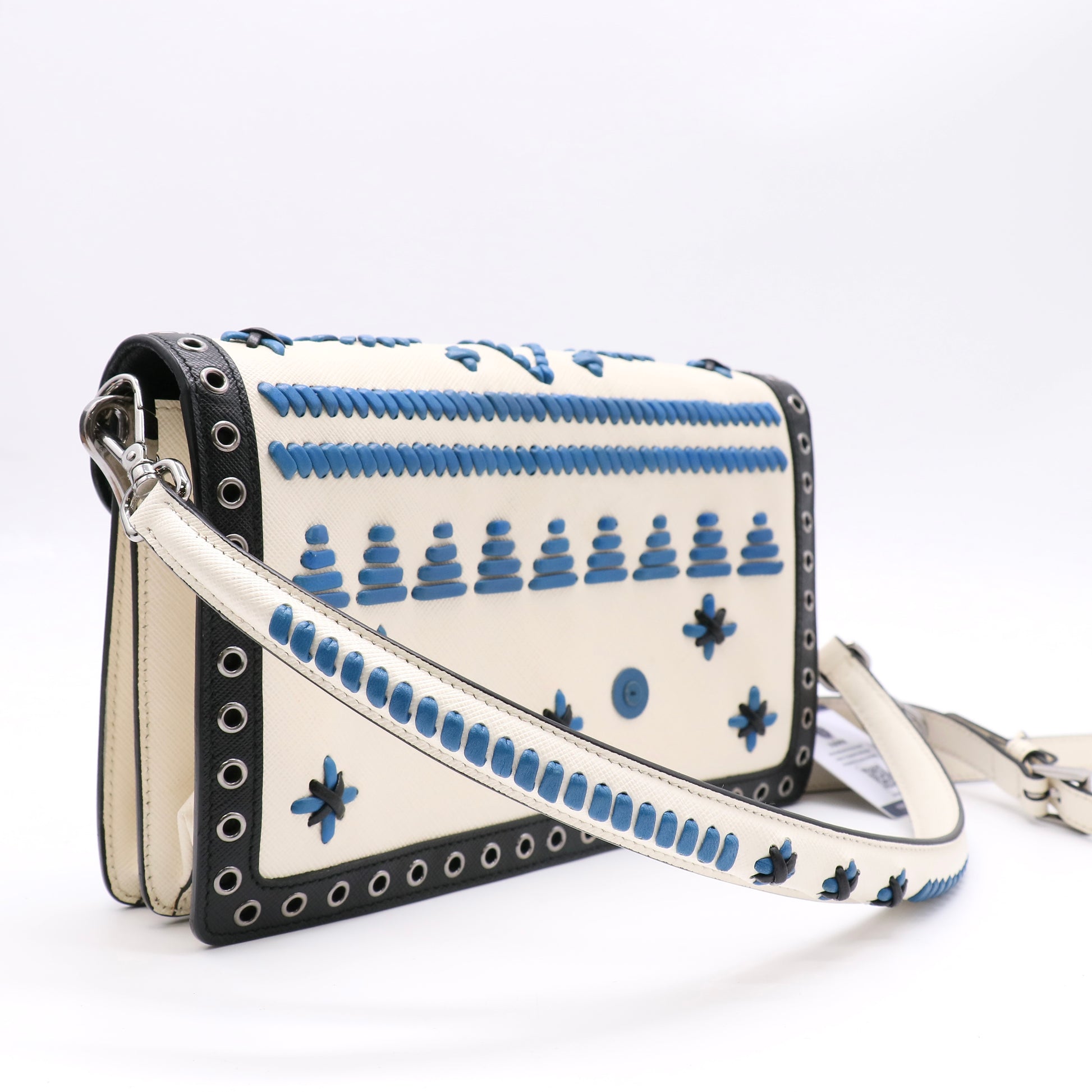 Prada Convertible Sound Bag Studded Saffiano Leather twins LDJ4963