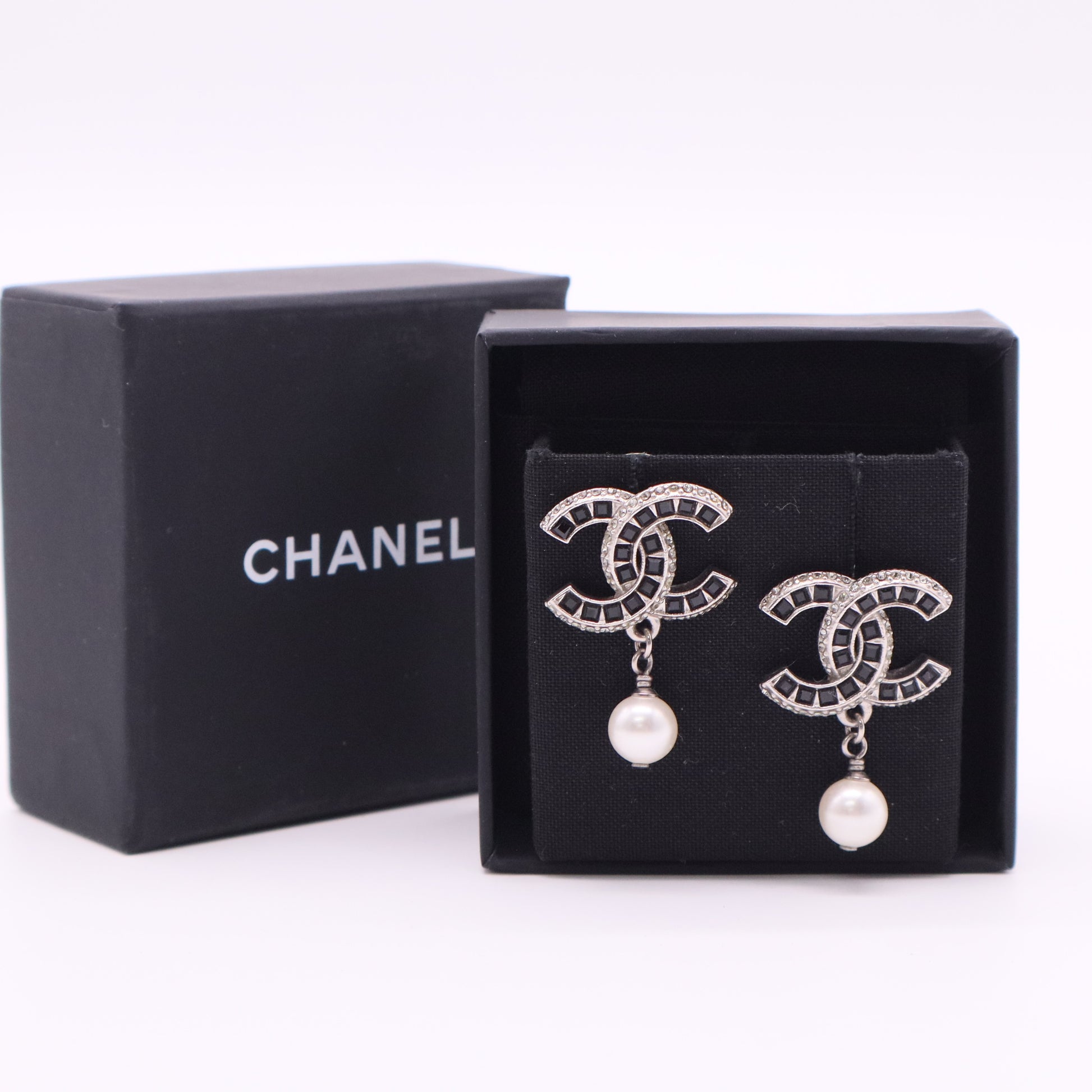 CC Stud Crystals Leather Earrings twins