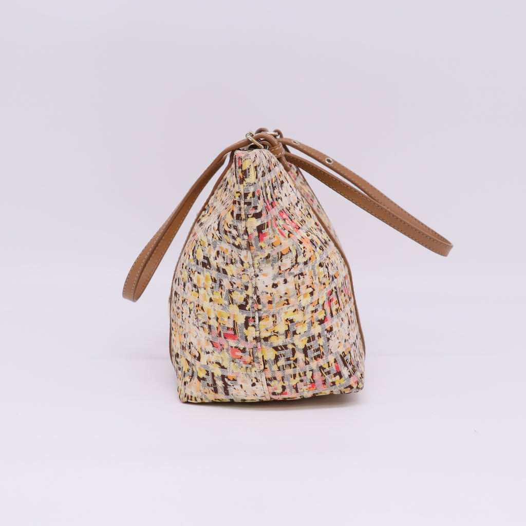 Multicolor Zucchino Floral Print Canvas Superstar Mini Shopping Tote Bag B23896