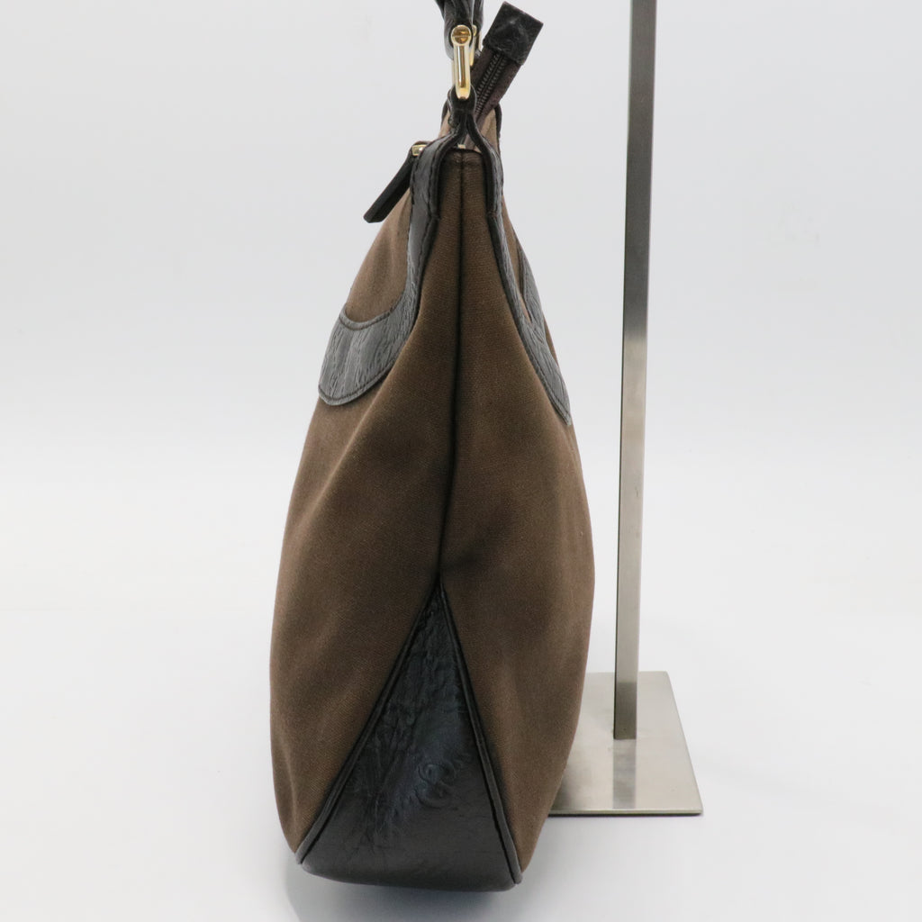 Guccissima Trim Canvas Hobo Dark Brown