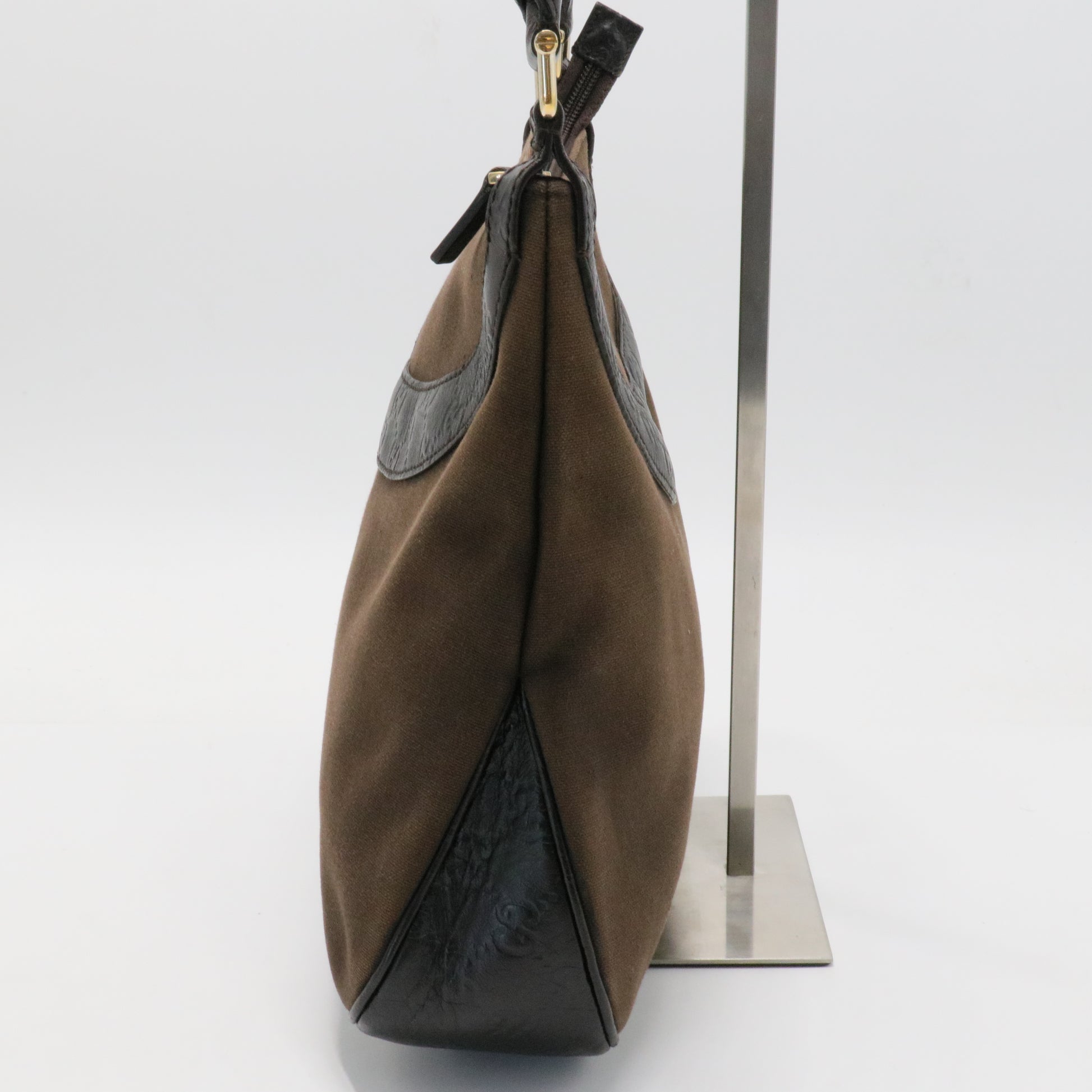 Guccissima Trim Canvas Hobo Dark Brown