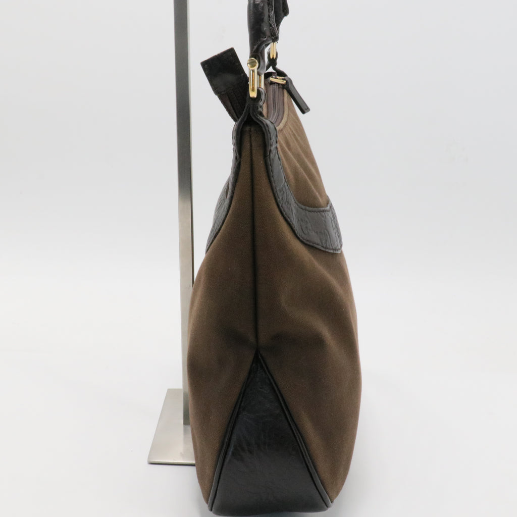 Guccissima Trim Canvas Hobo Dark Brown