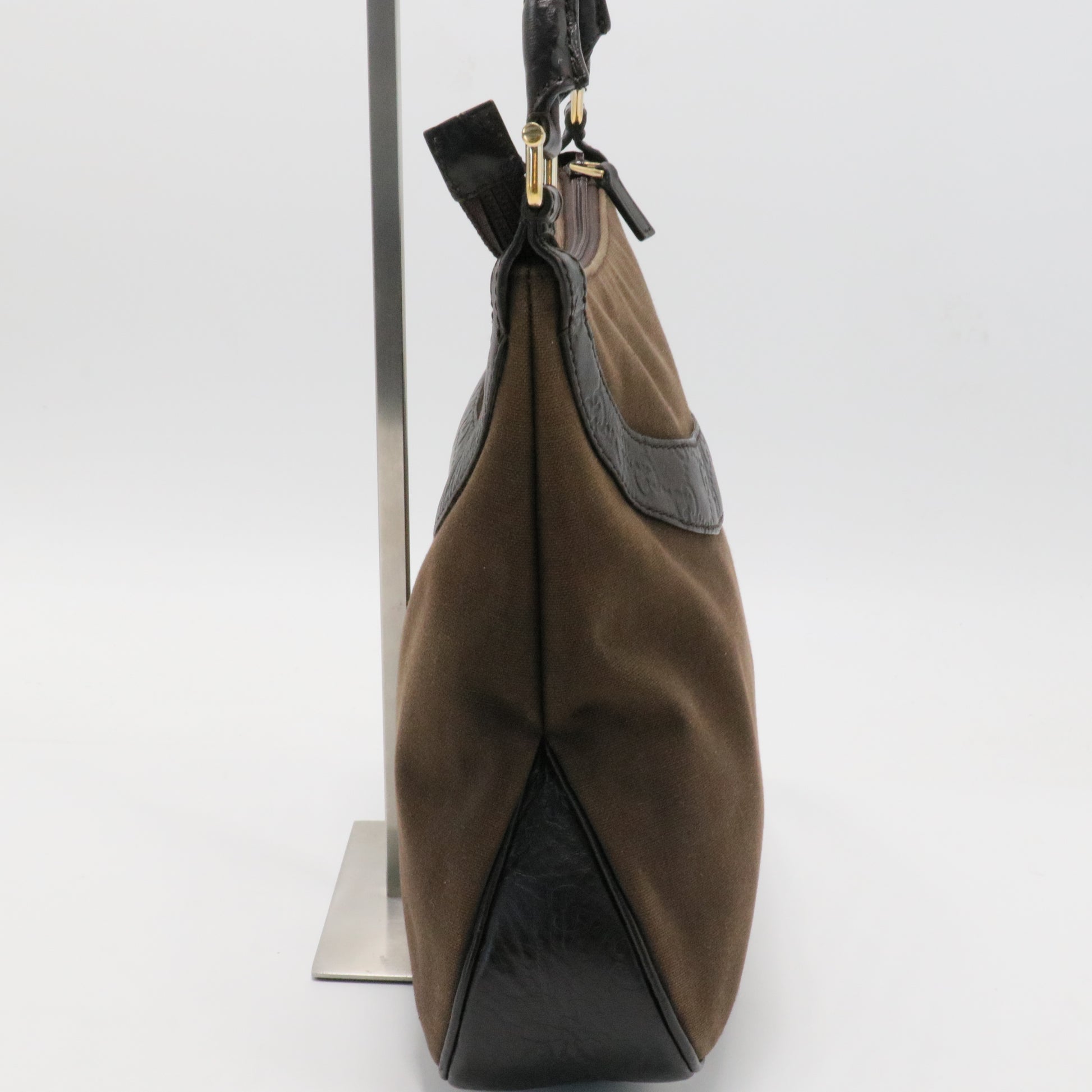 Guccissima Trim Canvas Hobo Dark Brown
