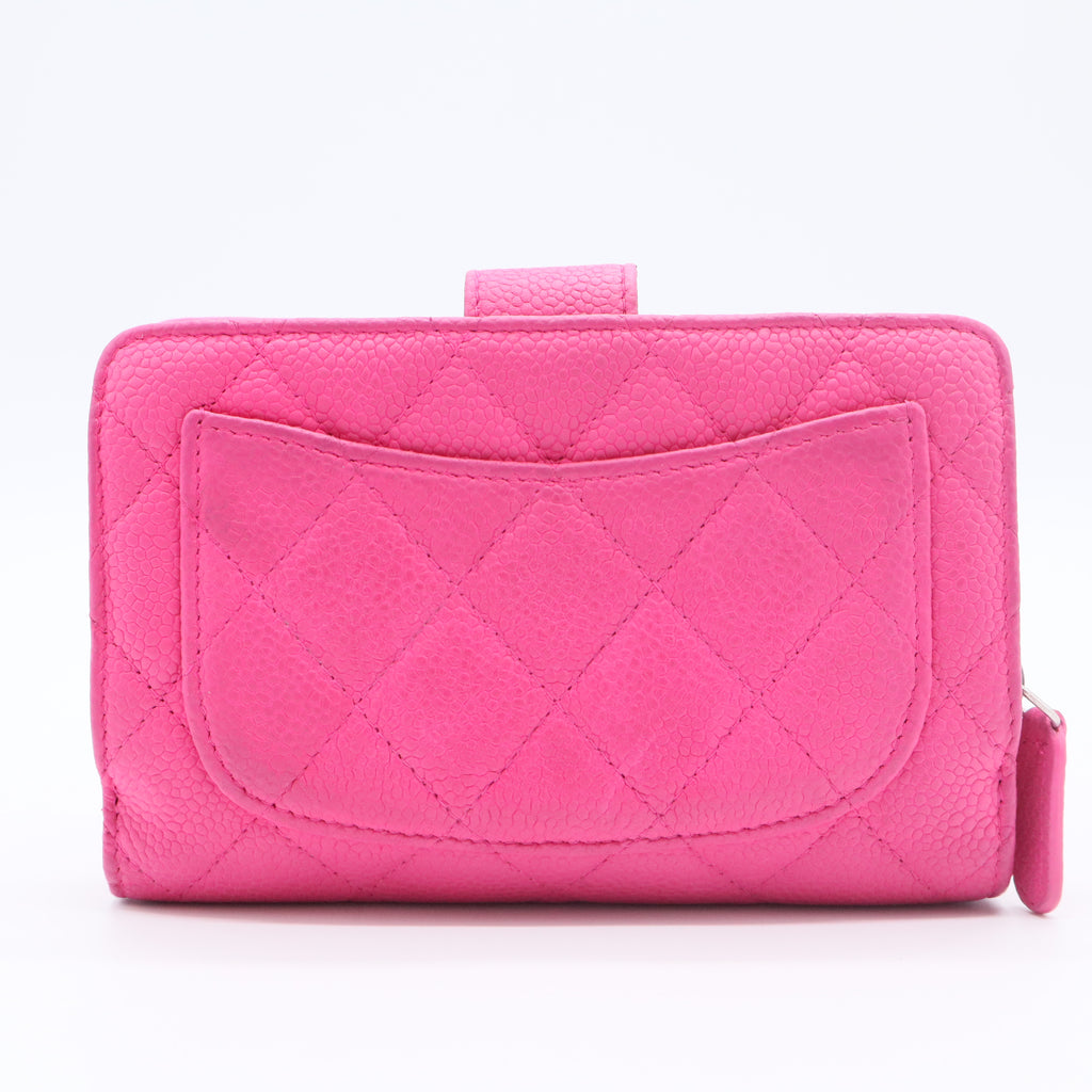 Caviar Quilted CC French Wallet Hot Pink
