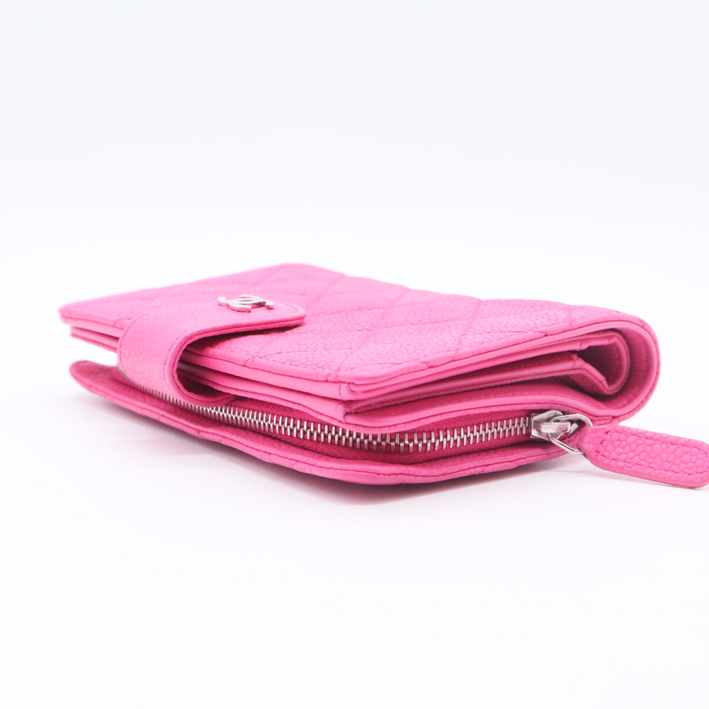 Caviar Quilted CC French Wallet Hot Pink