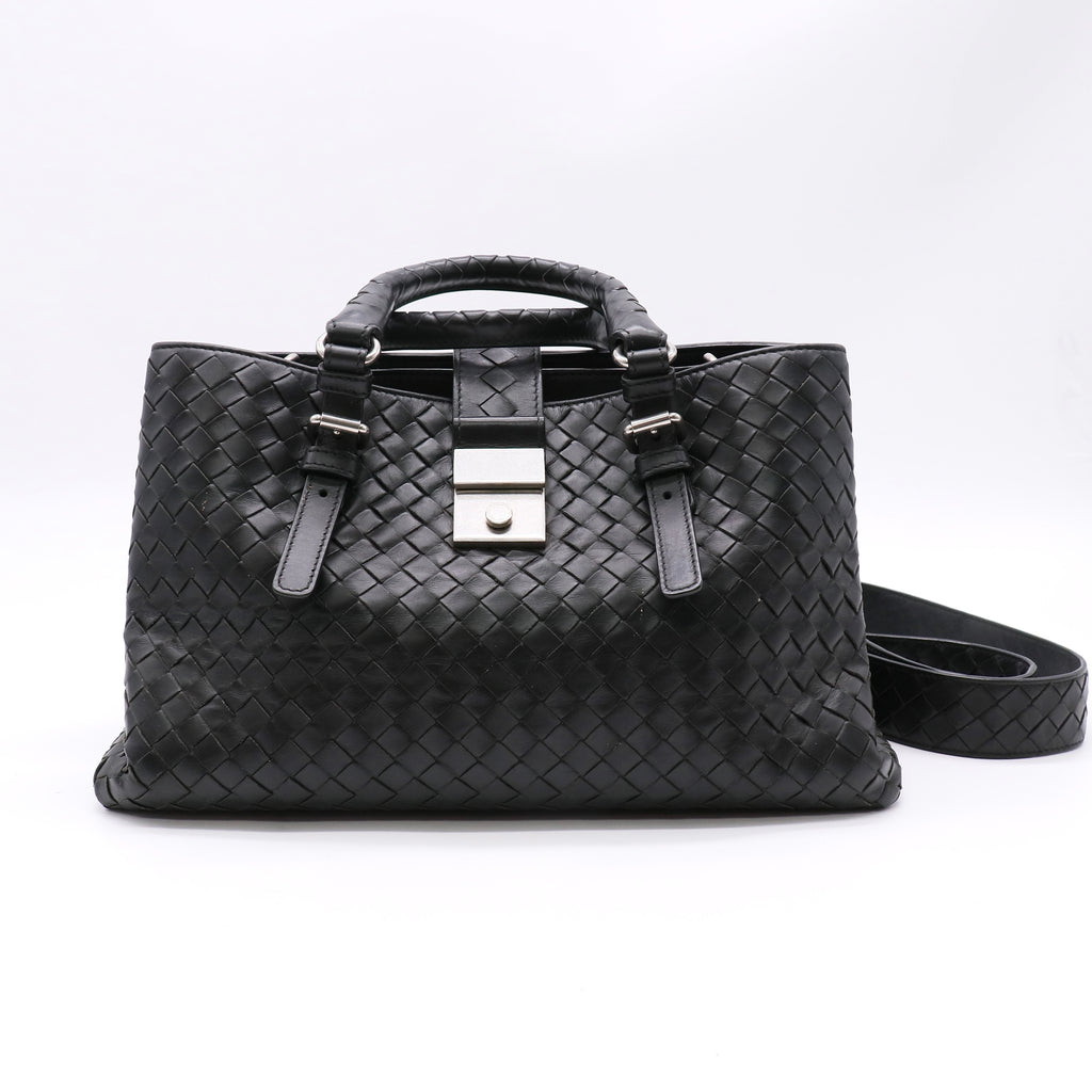 Bottega Veneta Light Calf Intrecciato Small Roma Tote Light Tourmaline twins LDZ359