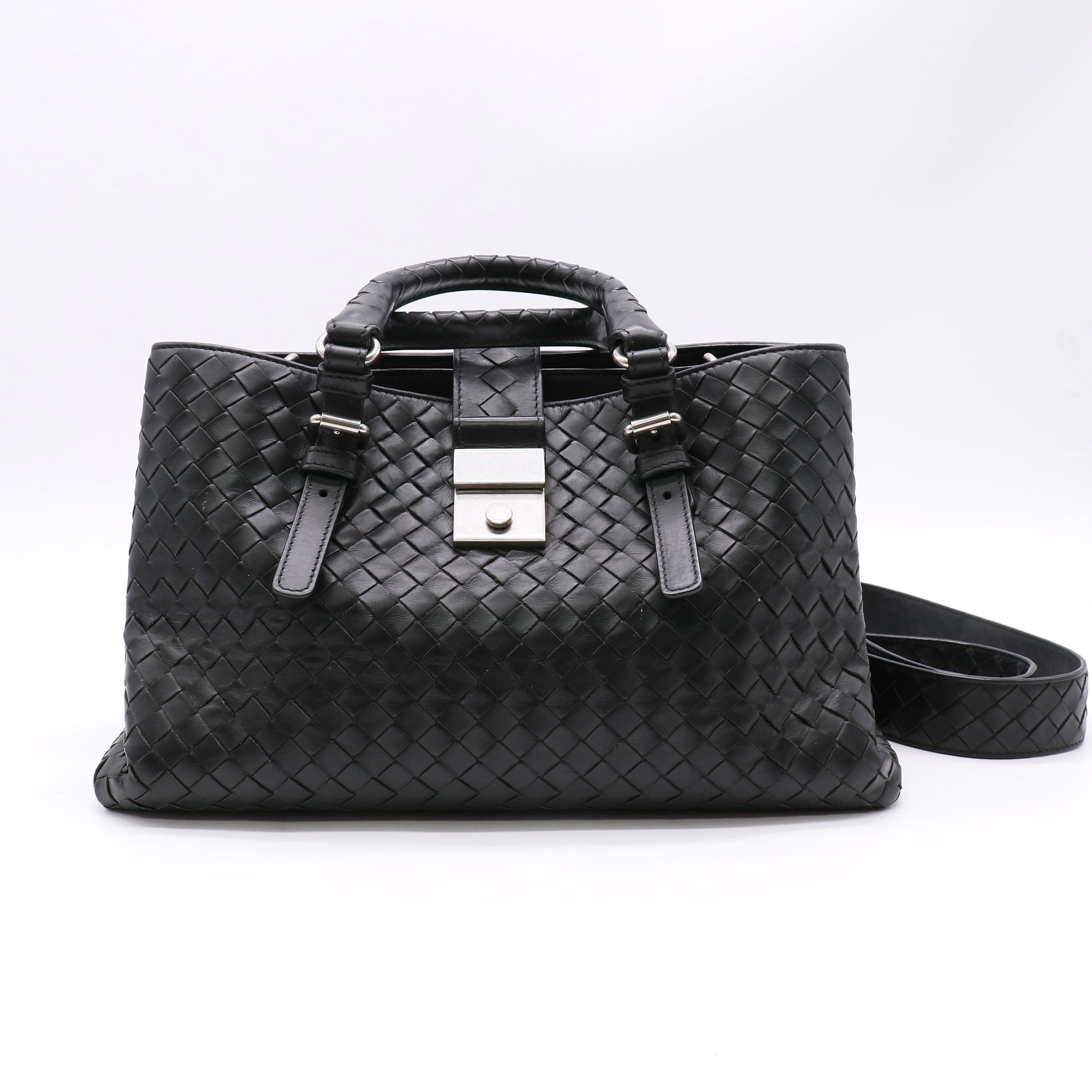 Bottega Veneta Light Calf Intrecciato Small Roma Tote Light Tourmaline twins LDZ359
