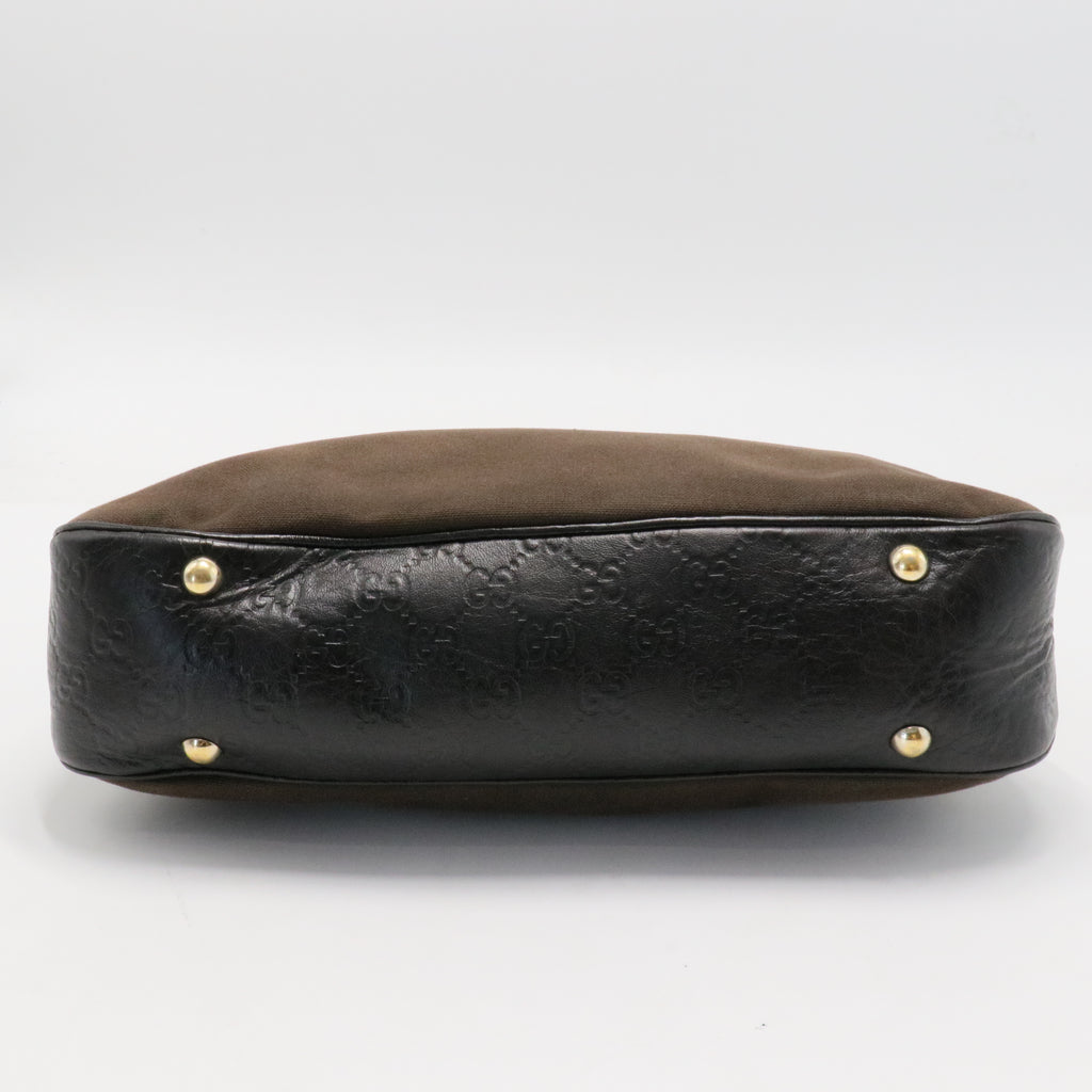 Guccissima Trim Canvas Hobo Dark Brown