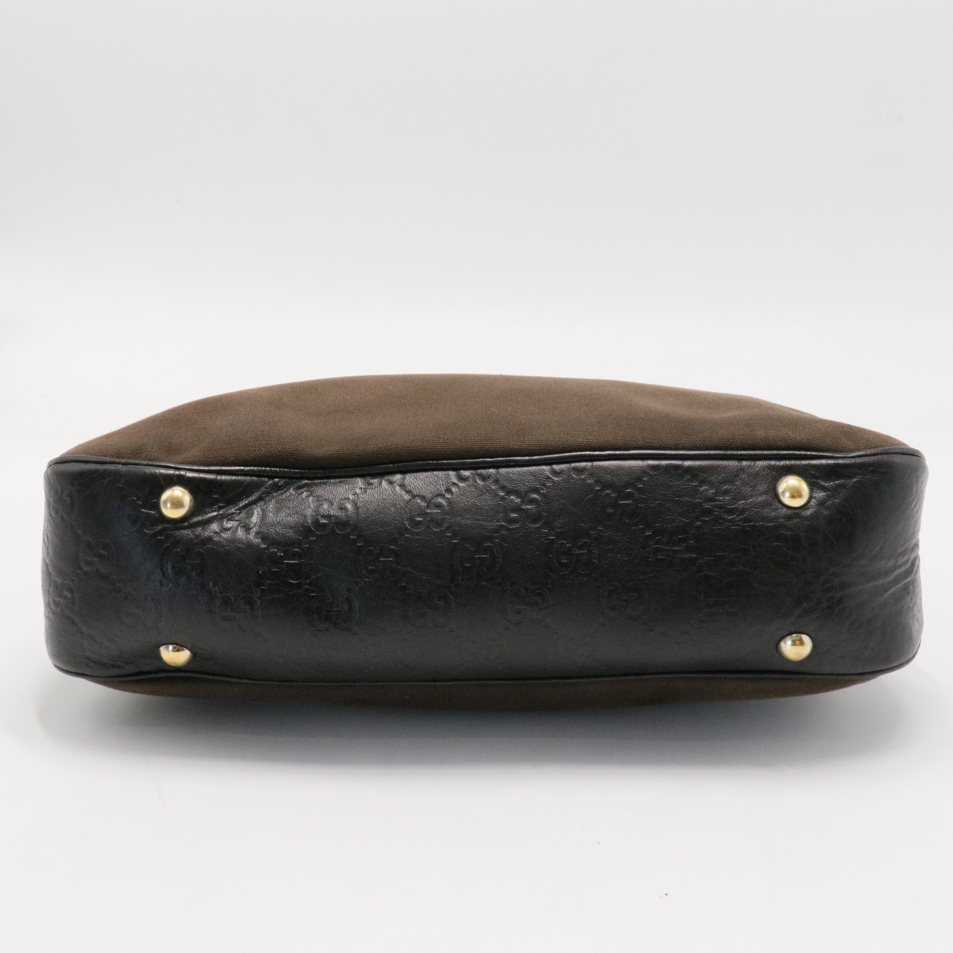 Guccissima Trim Canvas Hobo Dark Brown