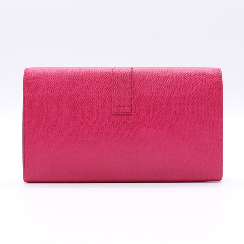 Calfskin Classic Y Ligne Clutch Fuchsia twins