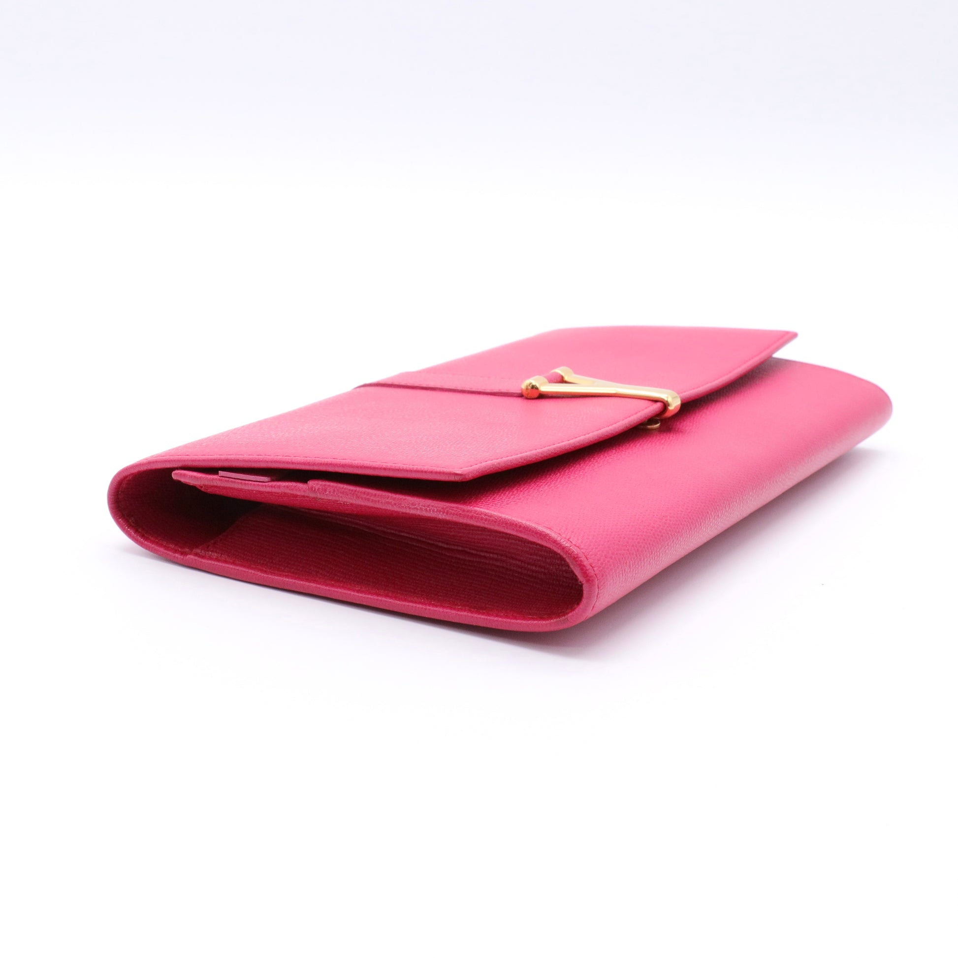 Calfskin Classic Y Ligne Clutch Fuchsia twins