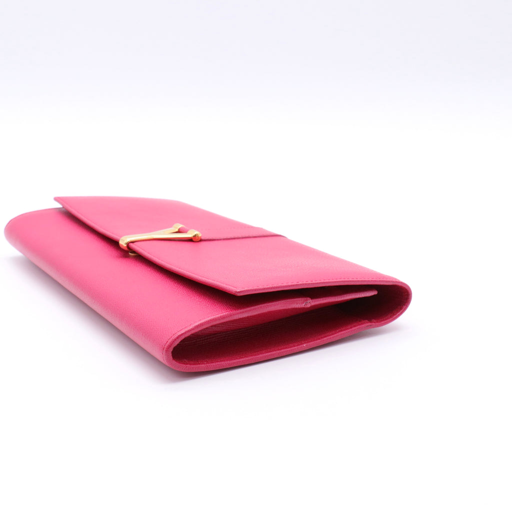 Calfskin Classic Y Ligne Clutch Fuchsia twins