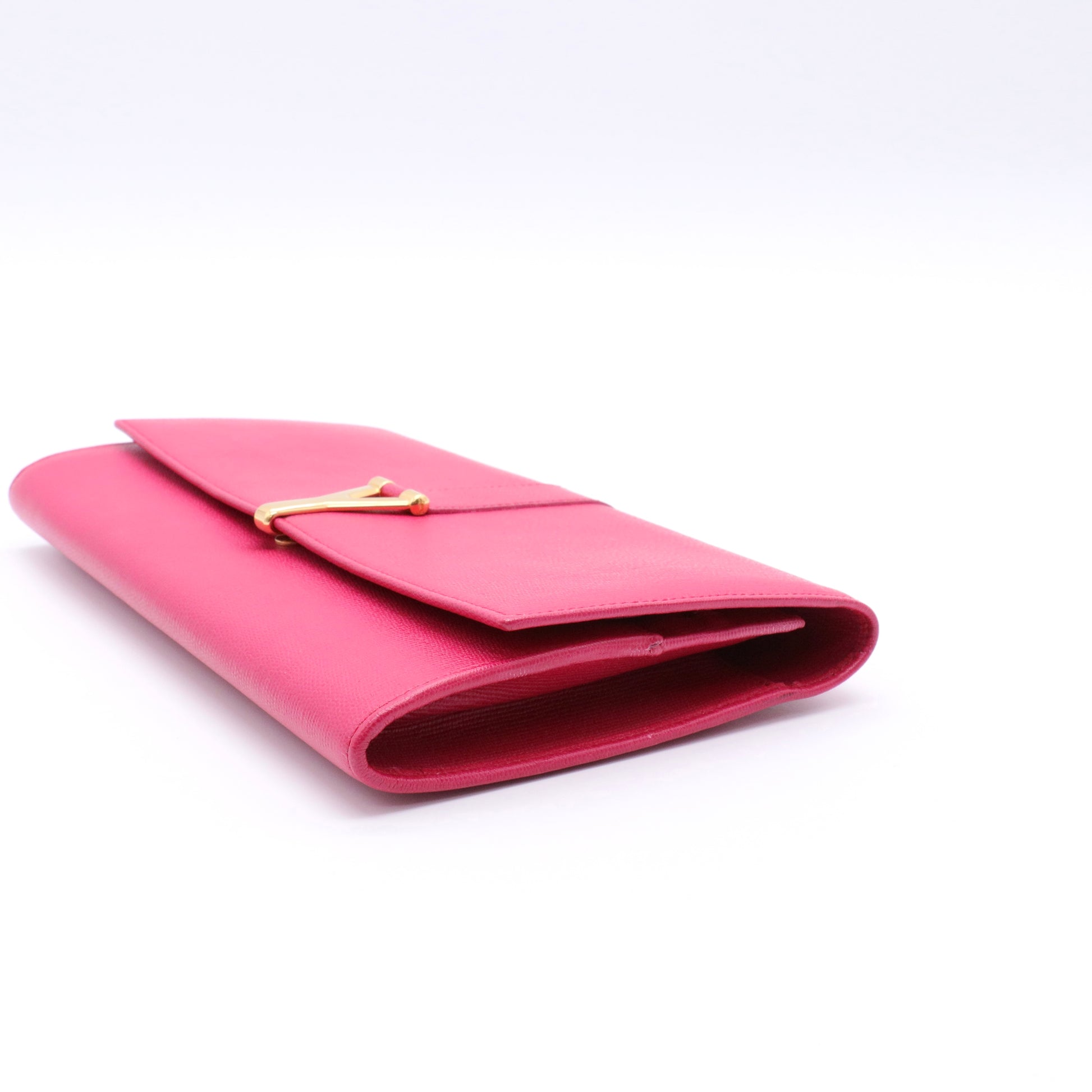 Calfskin Classic Y Ligne Clutch Fuchsia twins