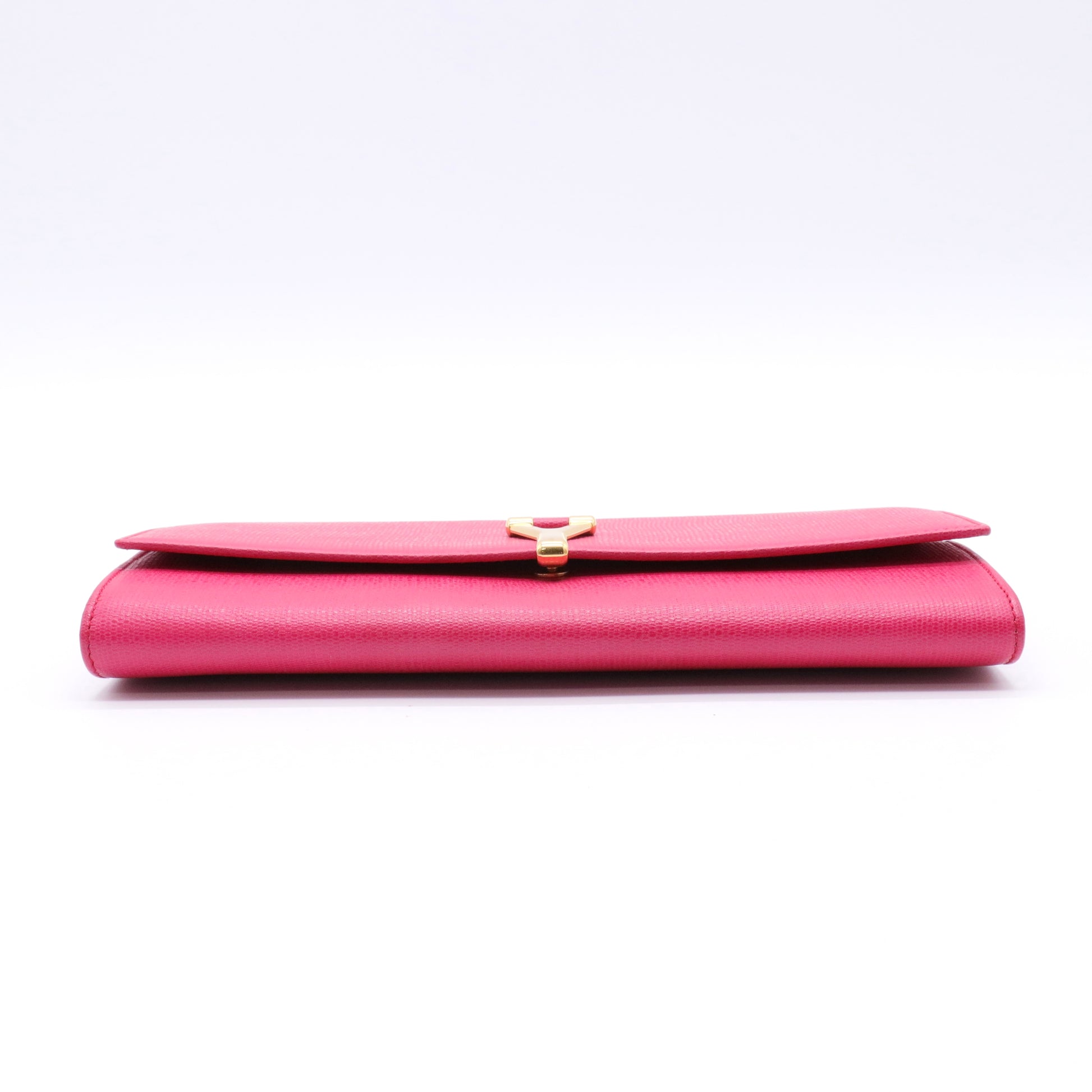 Calfskin Classic Y Ligne Clutch Fuchsia twins