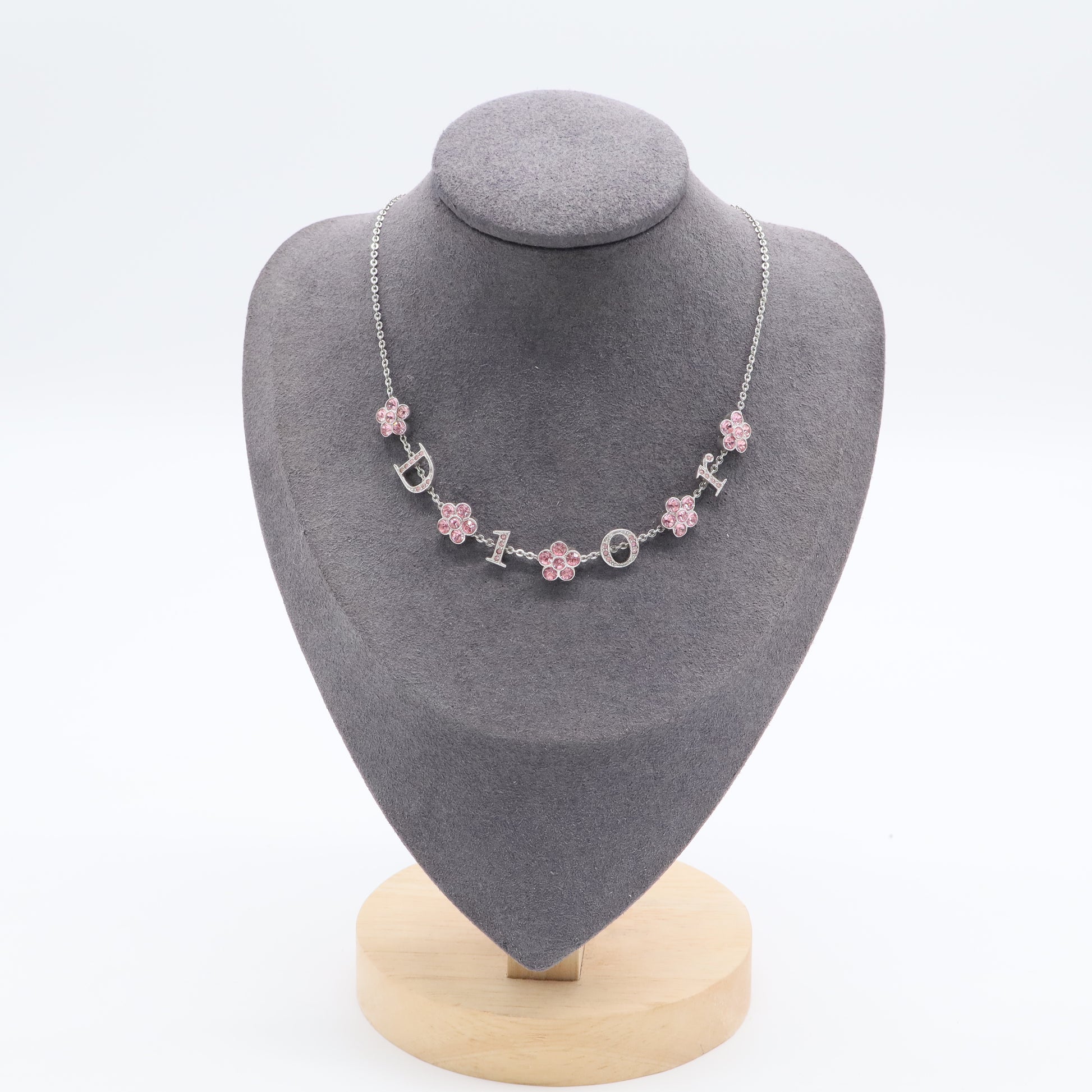 Logo Flower Necklace Metal with Crysta Twins LDJ2773