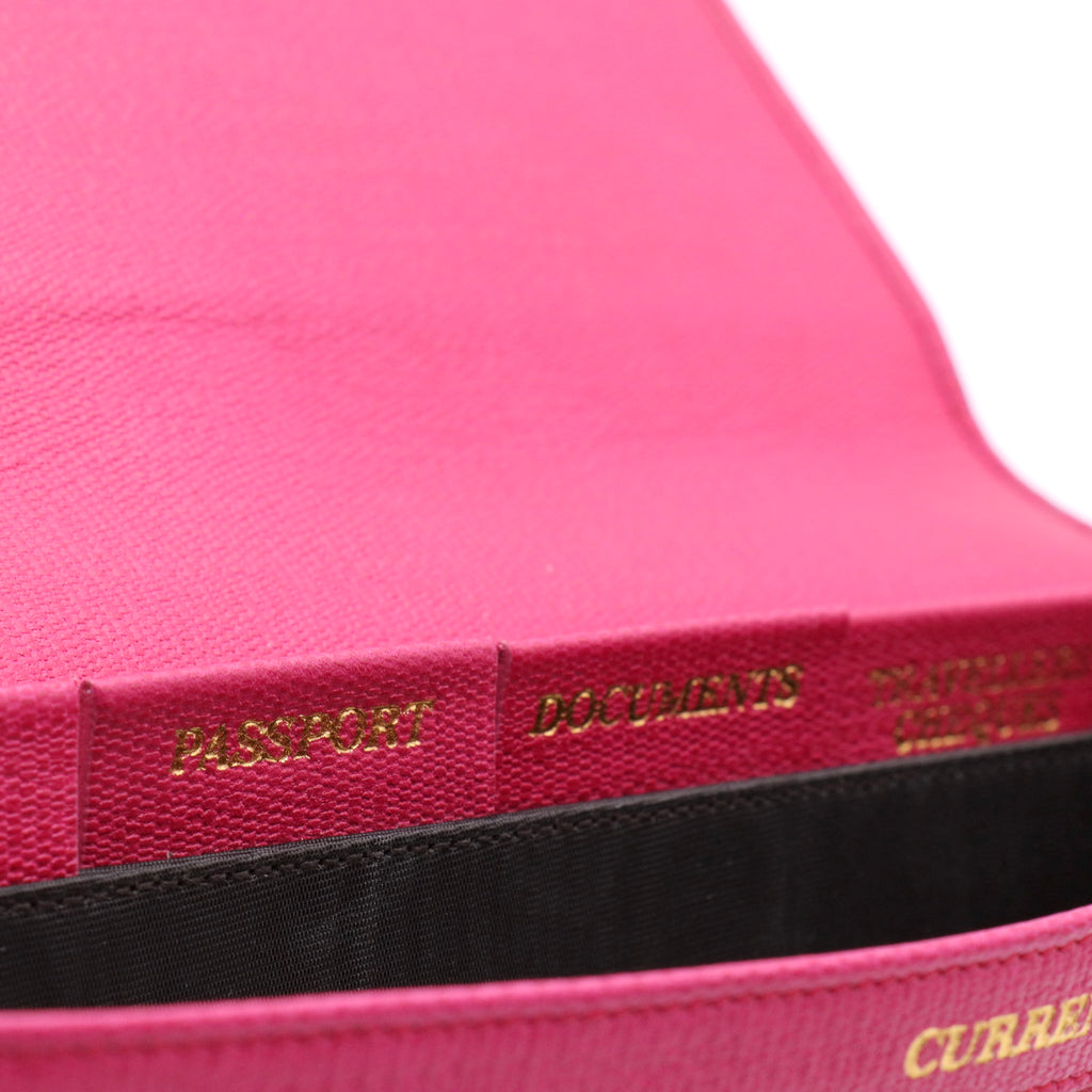 Calfskin Classic Y Ligne Clutch Fuchsia twins