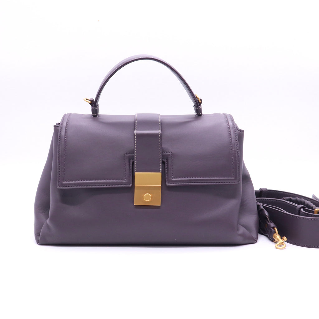 Bottega Veneta Plum Leather Small Piazza Top Handle Bag B20850