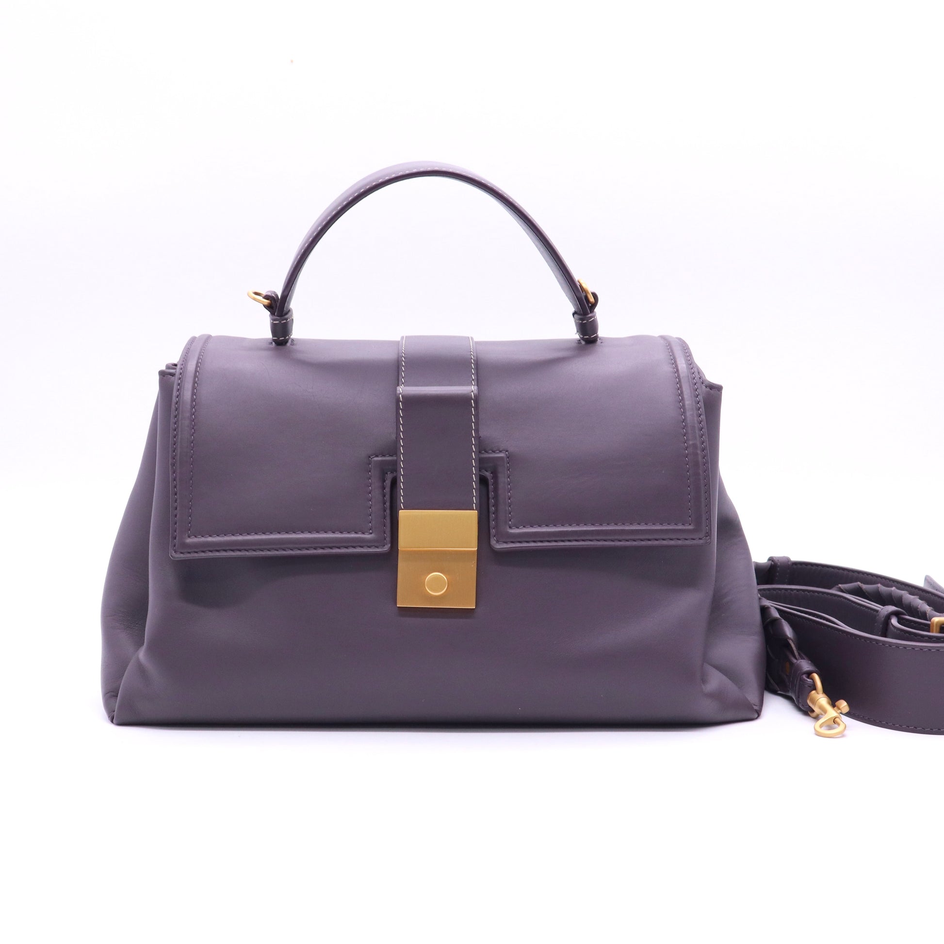Bottega Veneta Plum Leather Small Piazza Top Handle Bag B20850
