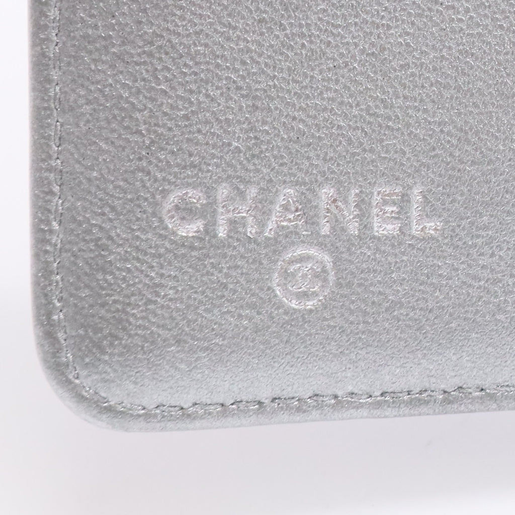 Lambskin Camellia Embossed Zipped Pocket Wallet Black For Gisel