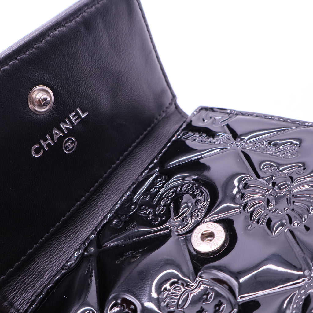 Chanel Trifold Flap Wallet Quilted Patent Compact twins