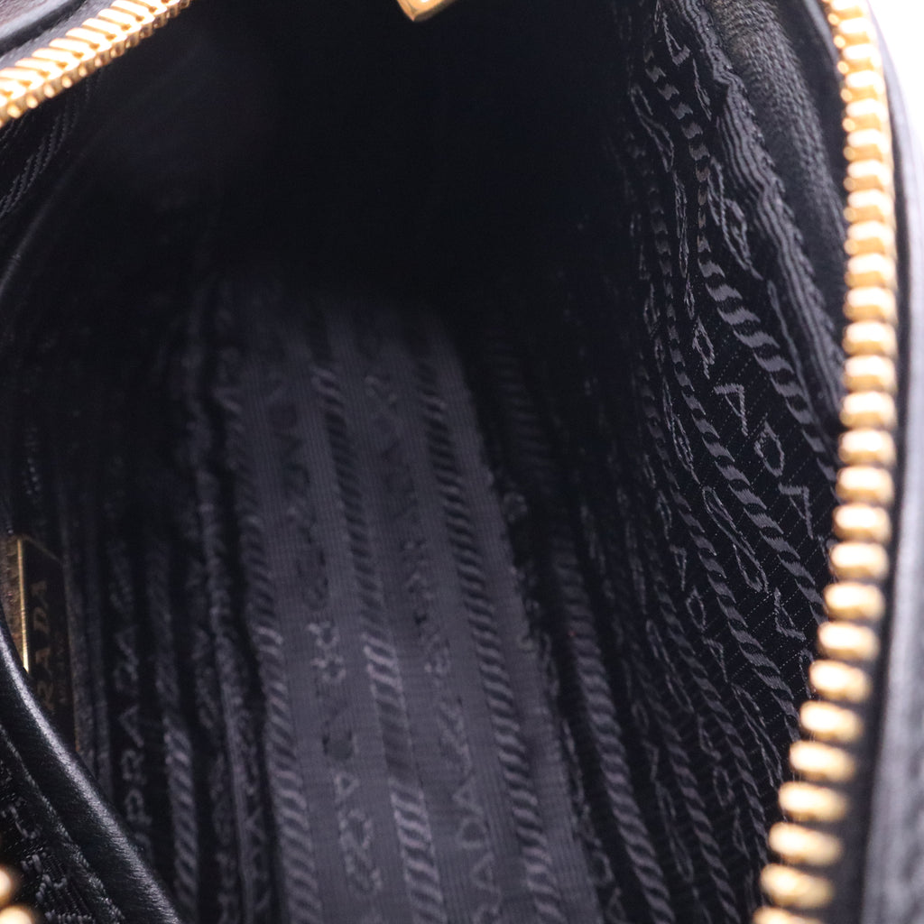 Prada Black Gaufre Leather Camera Shoulder Bag twins LDJ3535