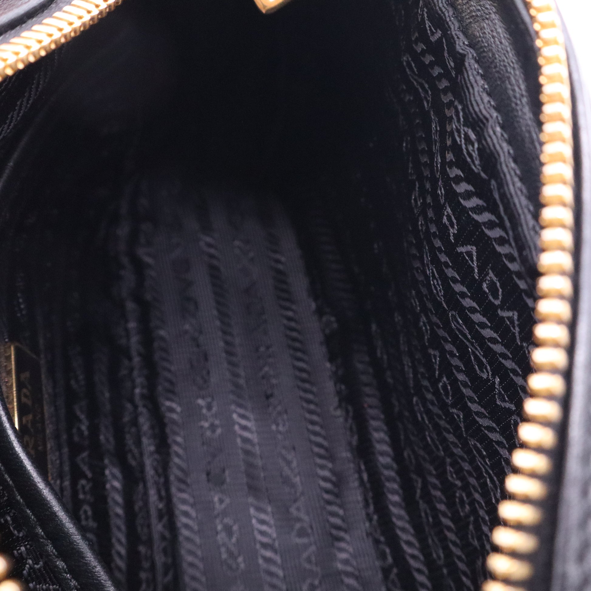 Prada Black Gaufre Leather Camera Shoulder Bag twins LDJ3535